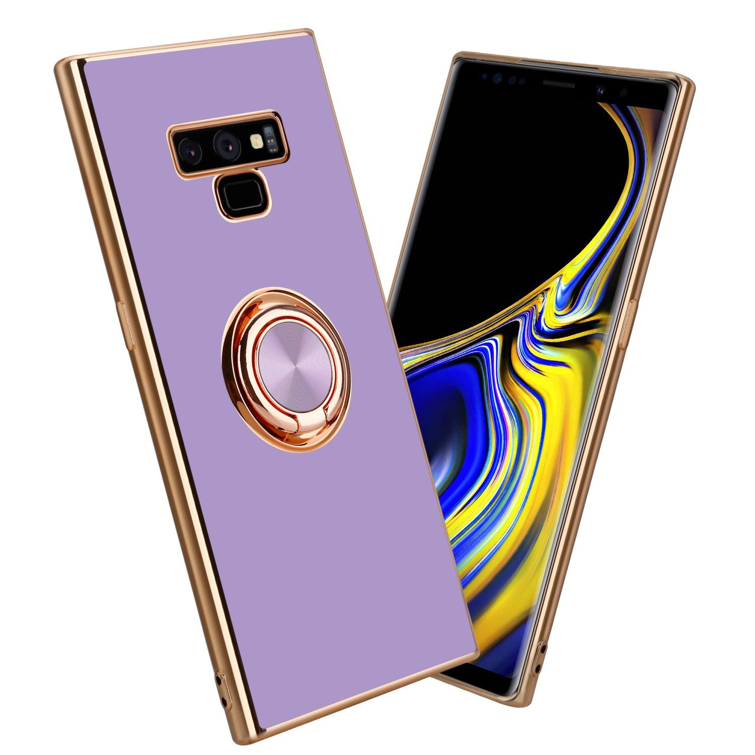 Cadorabo Handyhülle für Samsung Galaxy NOTE 9 Hülle Samsung Galaxy NOTE 9, Schutzhülle - TPU Silikon Hülle - mit Kameraschutz und Ring