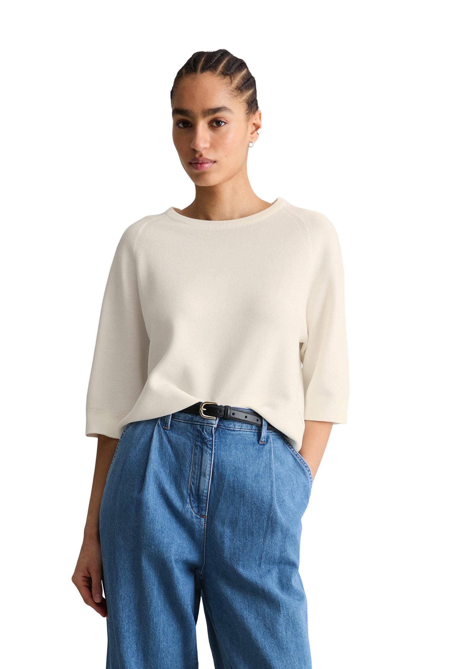 Marc O'Polo DENIM Strickpullover aus kompaktem Baumwollgarn