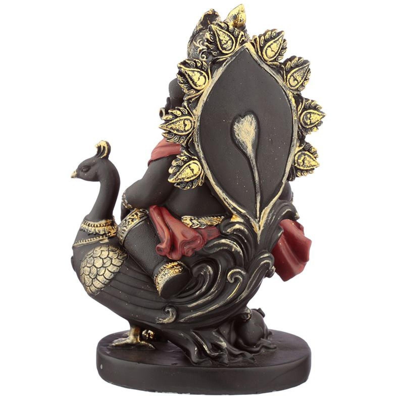 Puckator Dekofigur Ganesh Figur mit Pfau Rohr und