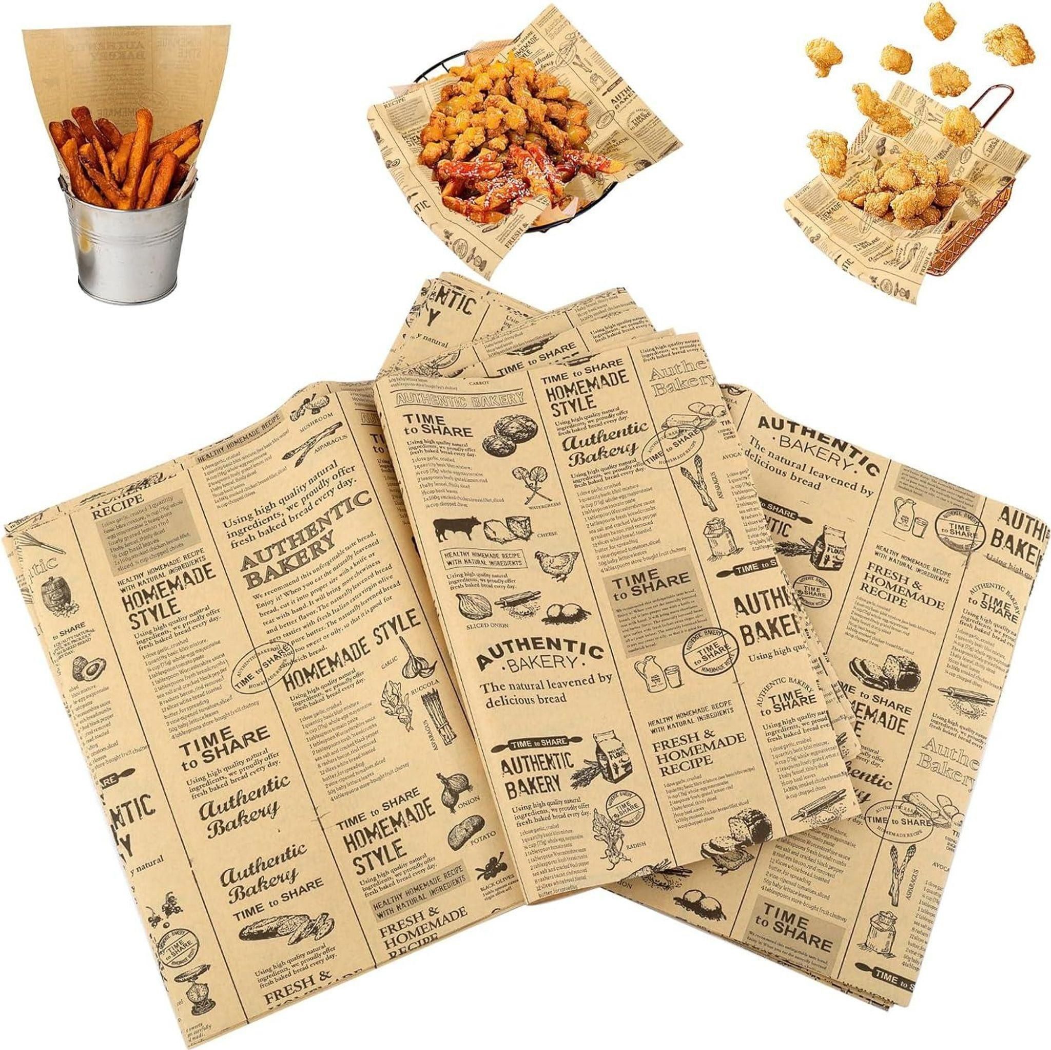 FELIXLEO Motivpapier 100 Ölfeste Deli Wrap Blätter 28x38cm Zeitungsoptik