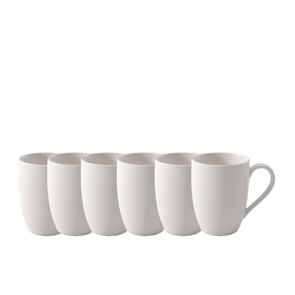 vivo Villeroy & Boch Group Kaffeeservice Basic White Becher mit Henkel Set, 6-teilig EC (6-tlg), 6 Personen, Porzellan, Premium Porcelain, mikrow.- & spülm.sicher, Made in Germany