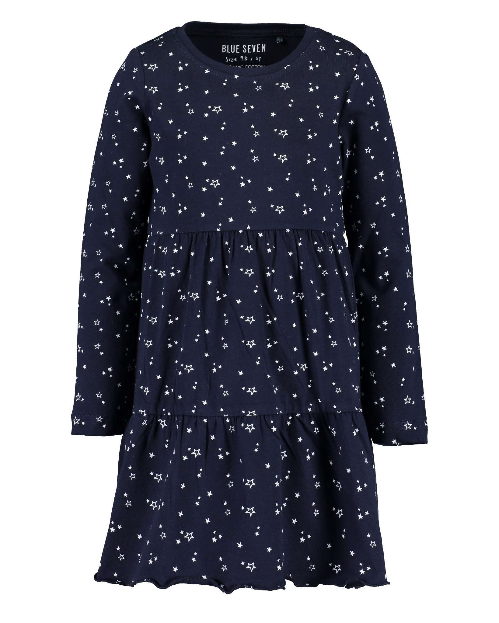 Blue Seven A-Linien-Kleid Blue Seven Mädchen Shirtkleid Kleid Langarm Sterne nachtblau Drehpoten (2-tlg)