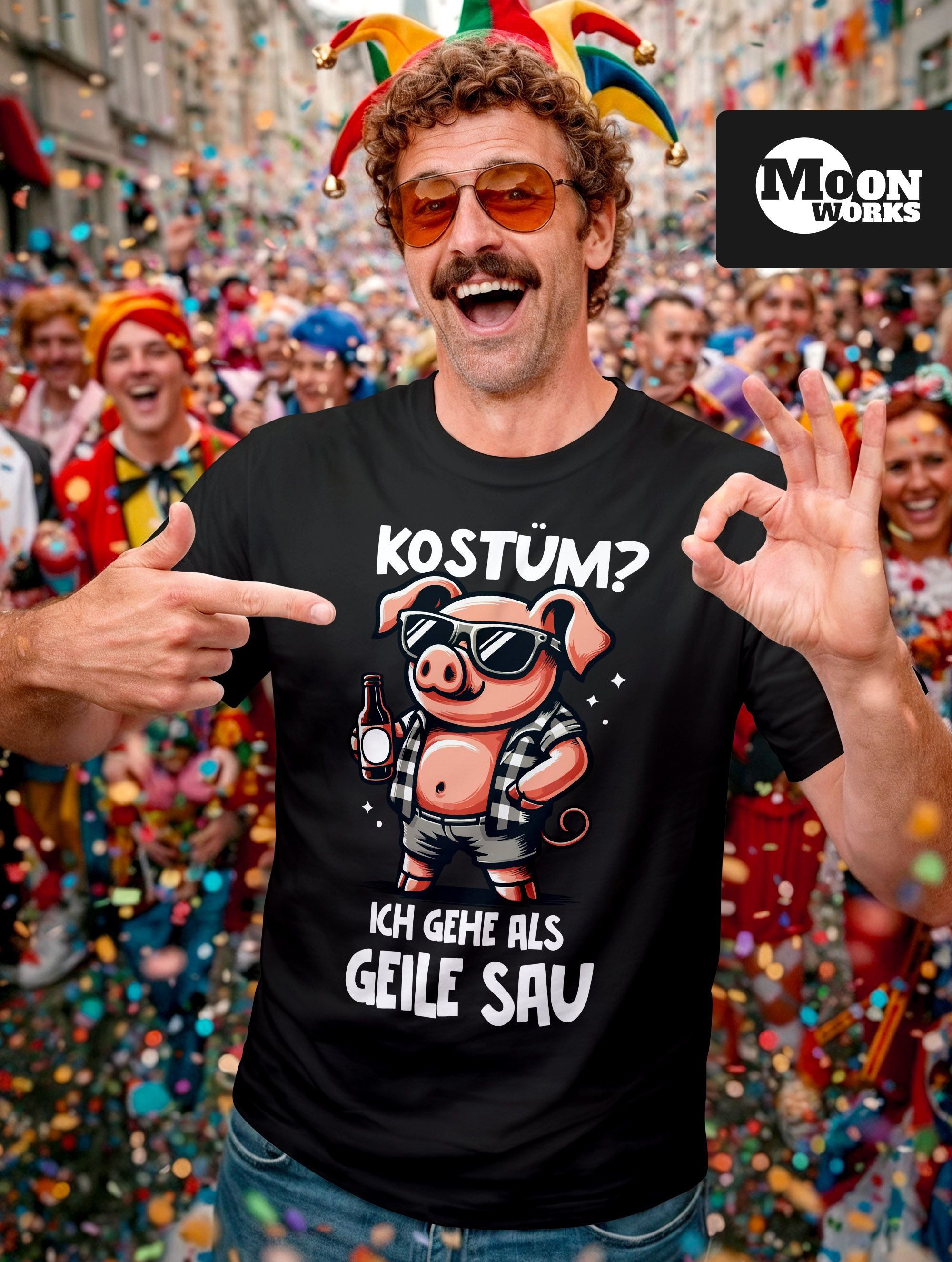 MoonWorks Print-Shirt Herren T-Shirt Fasching Karneval Kostüm-Ersatz Verkle günstig online kaufen