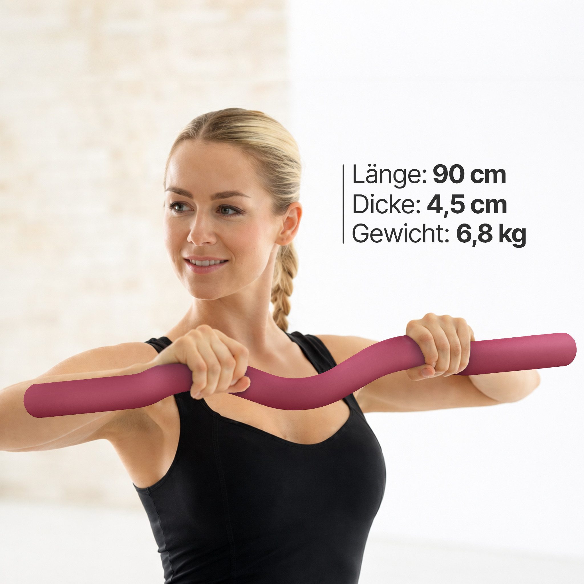 NEOLYMP Langhantelstange Pilates SZ Stange – ergonomische Silikon Hantelstange für Pilates, Silikon, (Pilates Stange für Home Workout, Core Training & Balance), 6,8 kg Trainingsstange für kontrolliertes Krafttraining zuhause