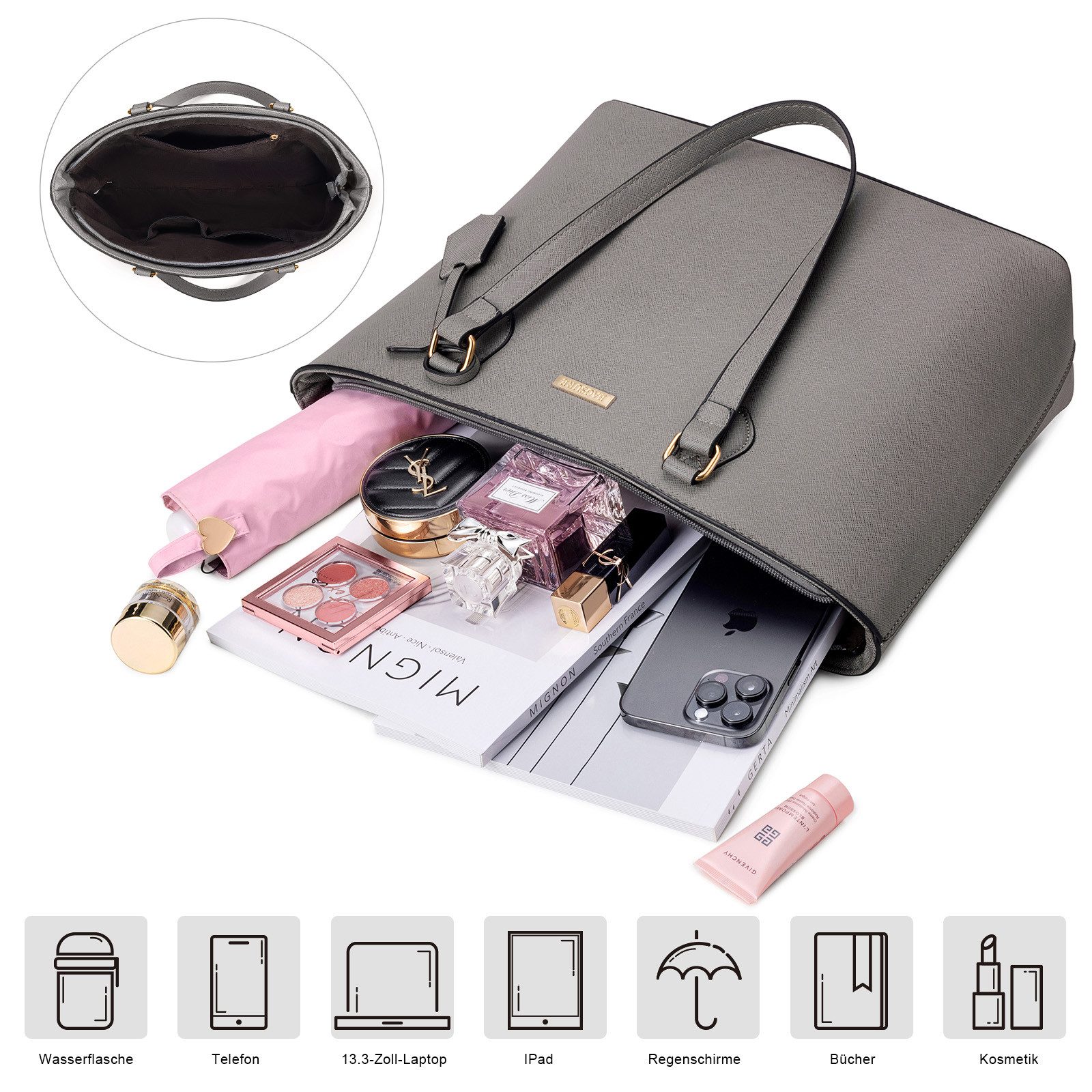 REDOM Henkeltasche Tragetasche Handtasche Umhängetasche Aktentasche (Arbeit günstig online kaufen