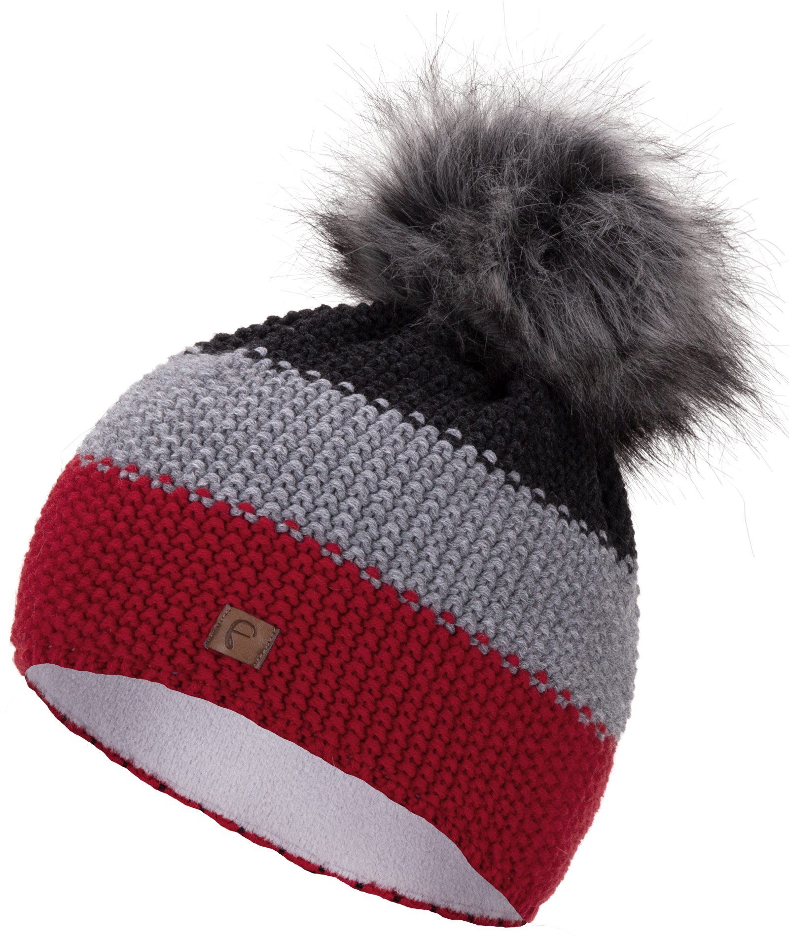 Faera Bommelmütze Wintermütze Damen Herren Mütze Beanie Haube Winter Strickmütze rot