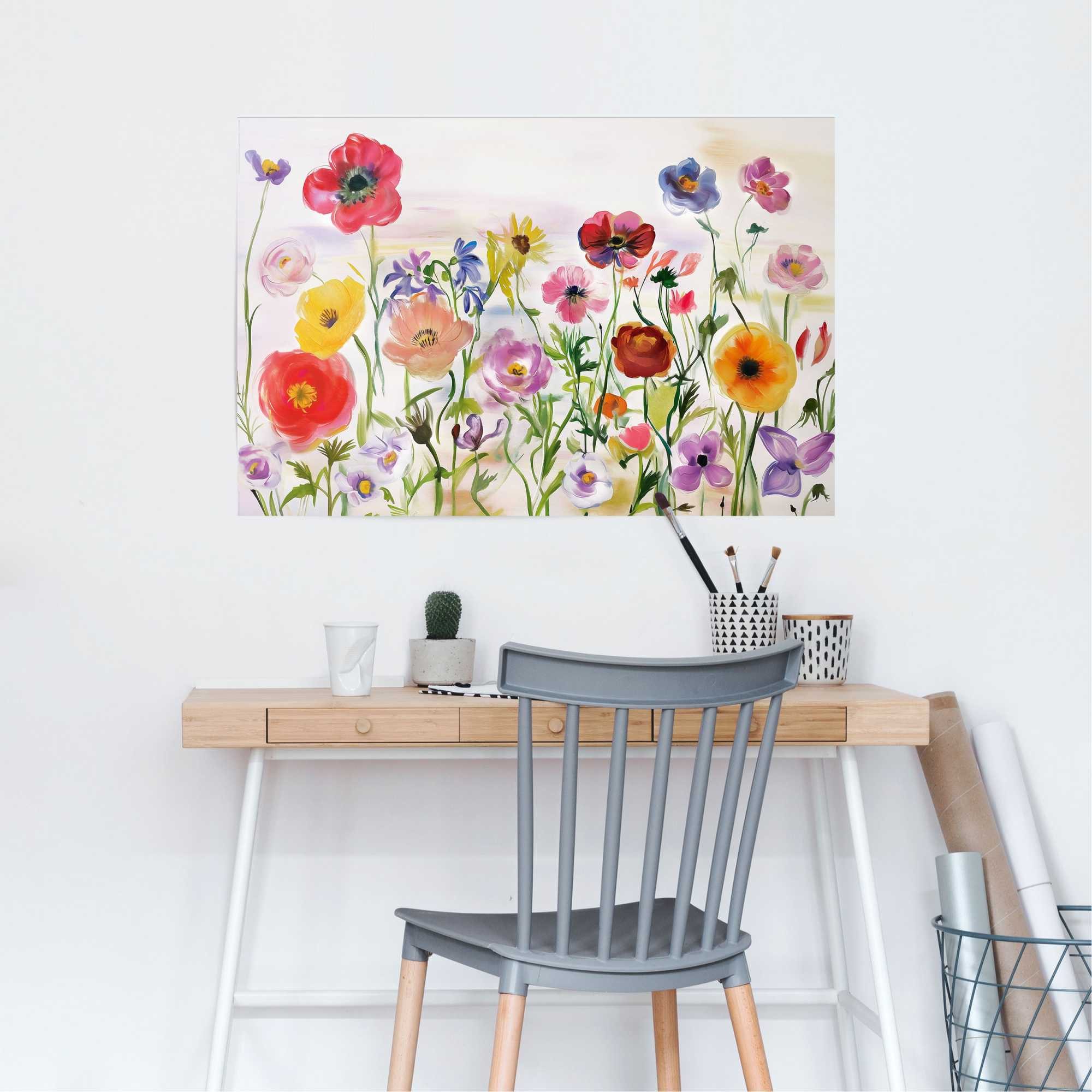 Reinders! Poster Blumenfeld, Hobbyraum - Beige - 150 gr. Papier - Blumen un günstig online kaufen
