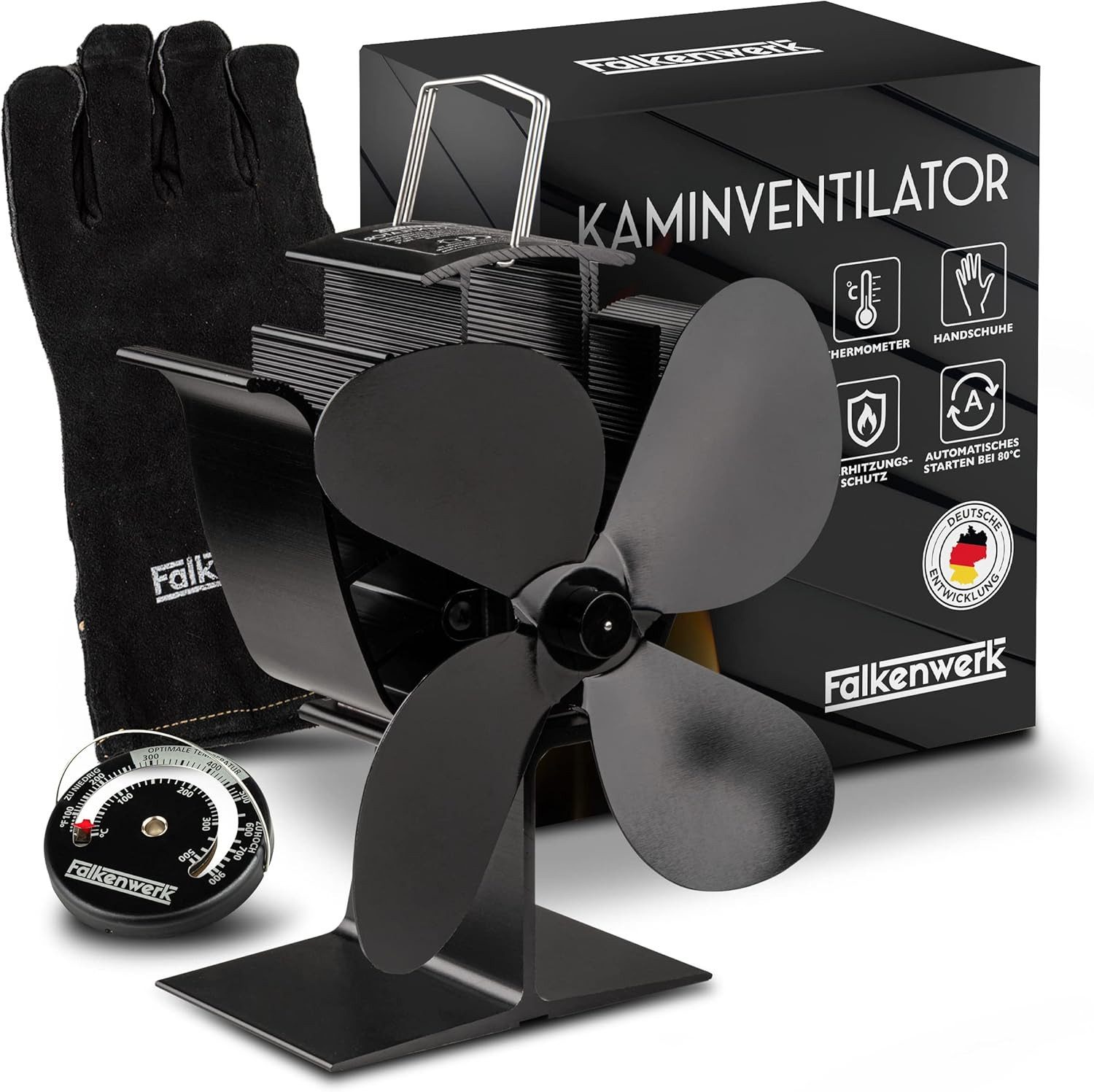 Falkenwerk Kaminventilator ohne Strom - Leiser, effizientzer, wärmebetriebe günstig online kaufen