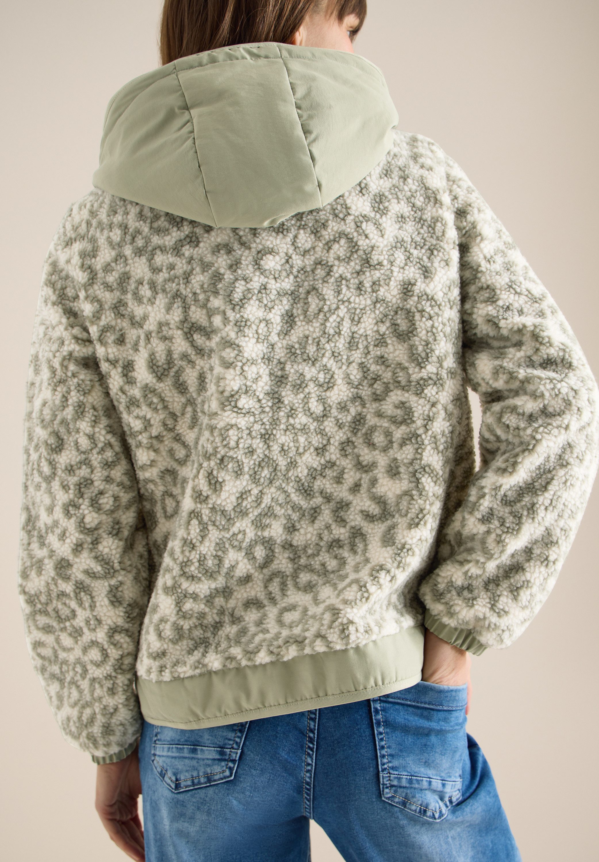 CECIL Fleecejacke mit Animal-Muster und Kapuze