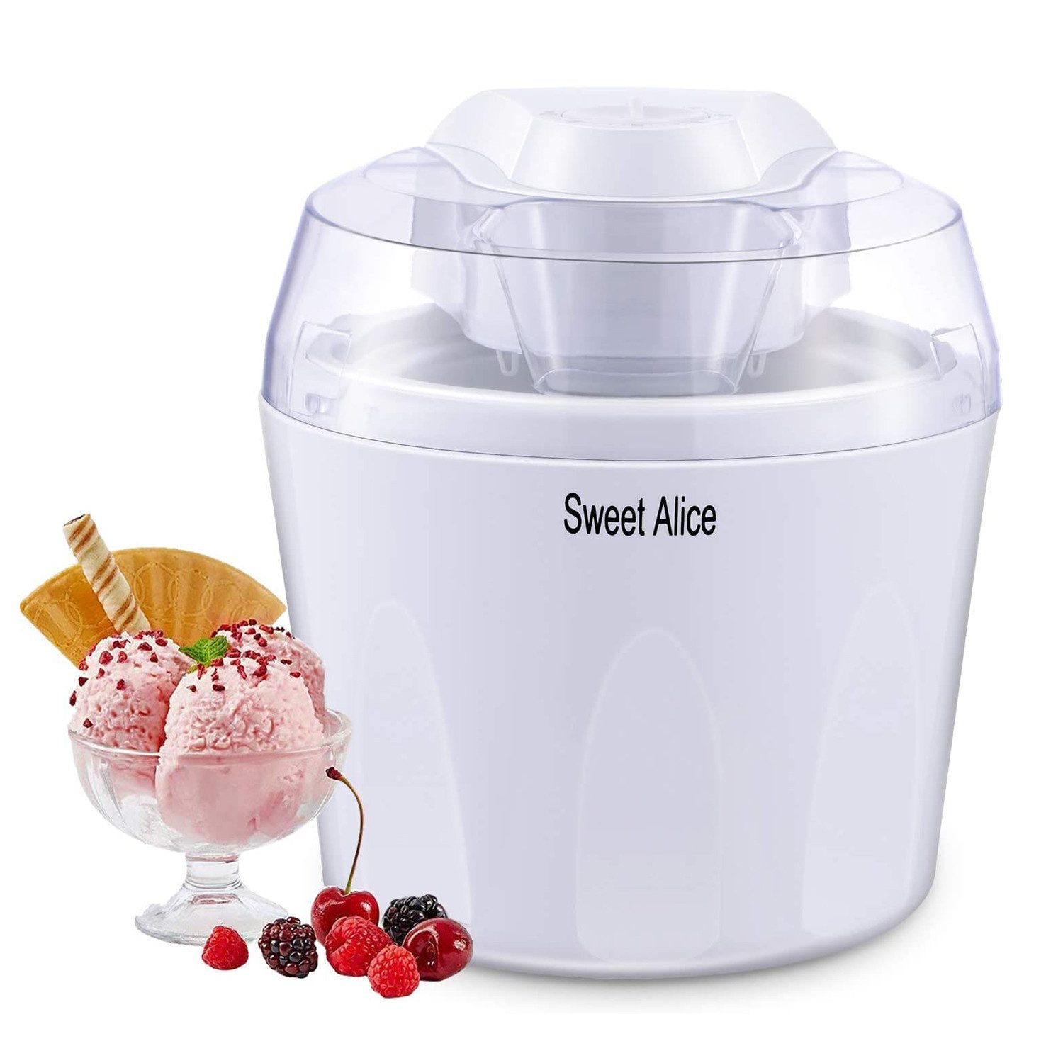 Eismaschine Elektrischer Kühlung Softeis Sorbet Eiscreme Icemaker 1,5 L