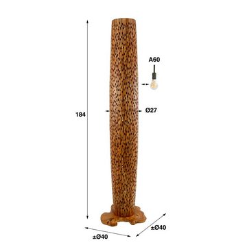 famlights Stehlampe, Stehleuchte Jivan in Natur E27 4-flammig, keine Angabe, Leuchtmittel enthalten: Nein, warmweiss, Stehlampe, Standlampe