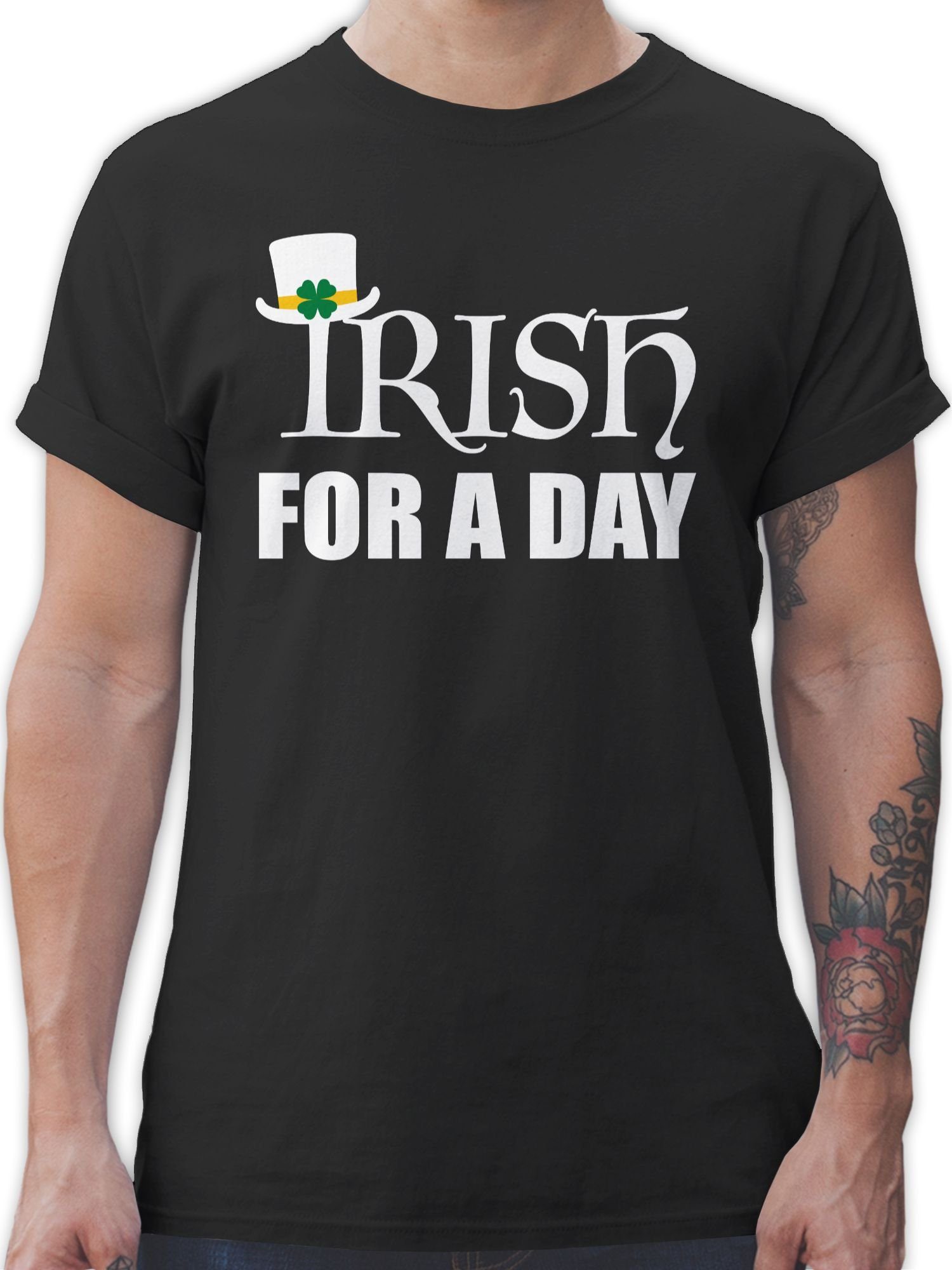Shirtracer T-Shirt Irish for a day Schriftzug St. Patricks Day 2 Schwarz