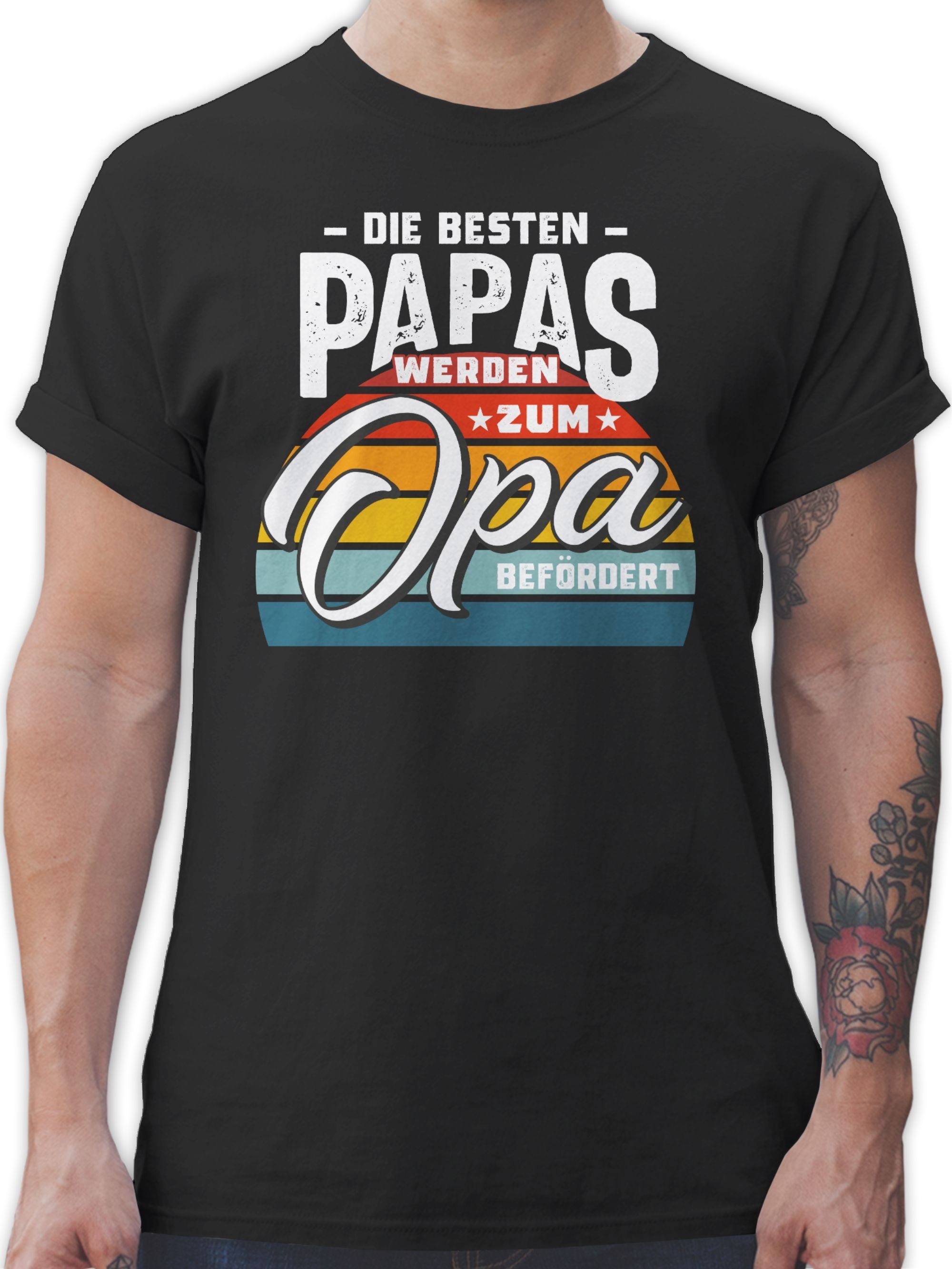 Shirtracer T-Shirt Die besten Papas werden zum Opa befördert I Du wirst Opa Opa Geschenke 03 Schwarz