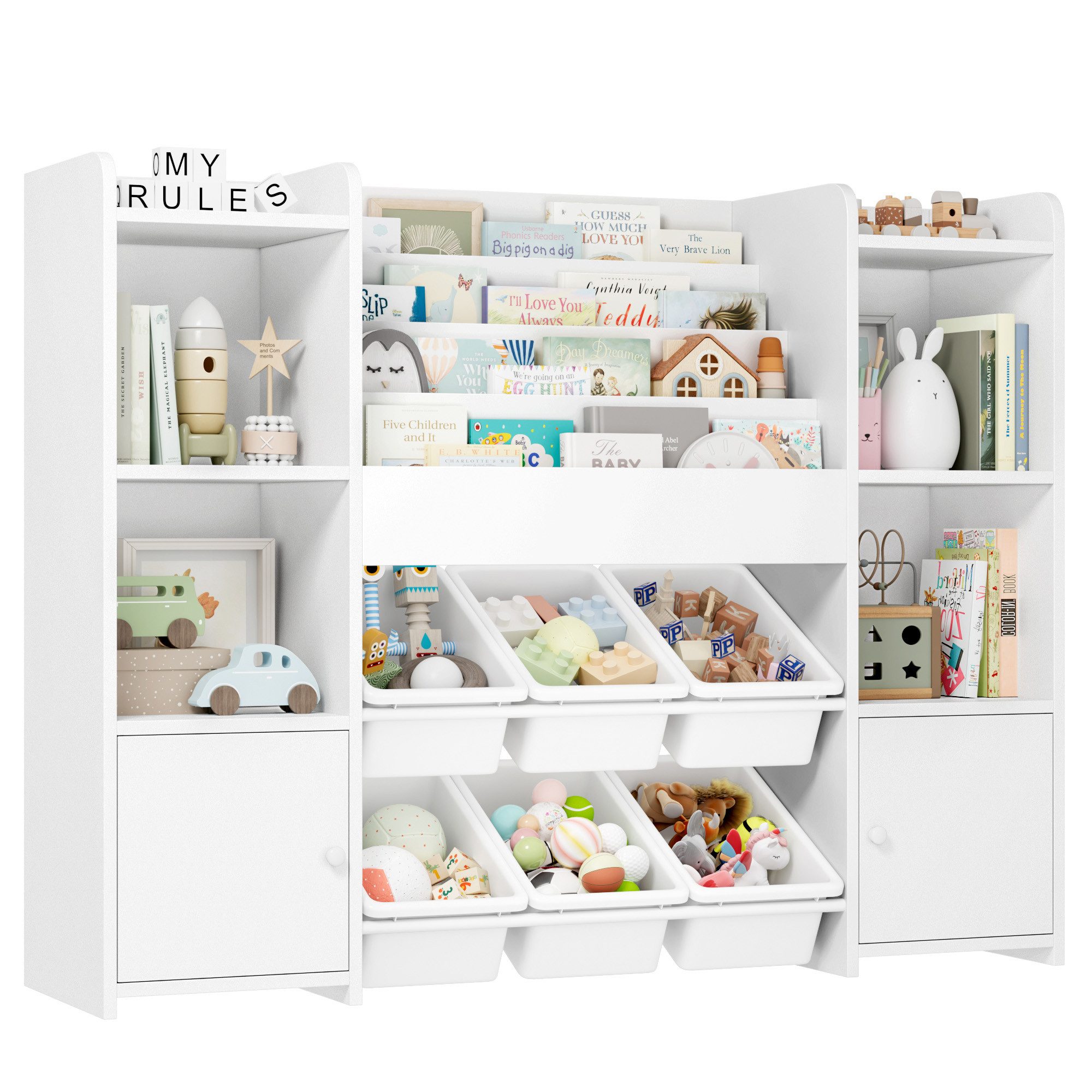 Homfa Kinderregal, Kinderbücherregal Spiegelregal mit 6 günstig online kaufen