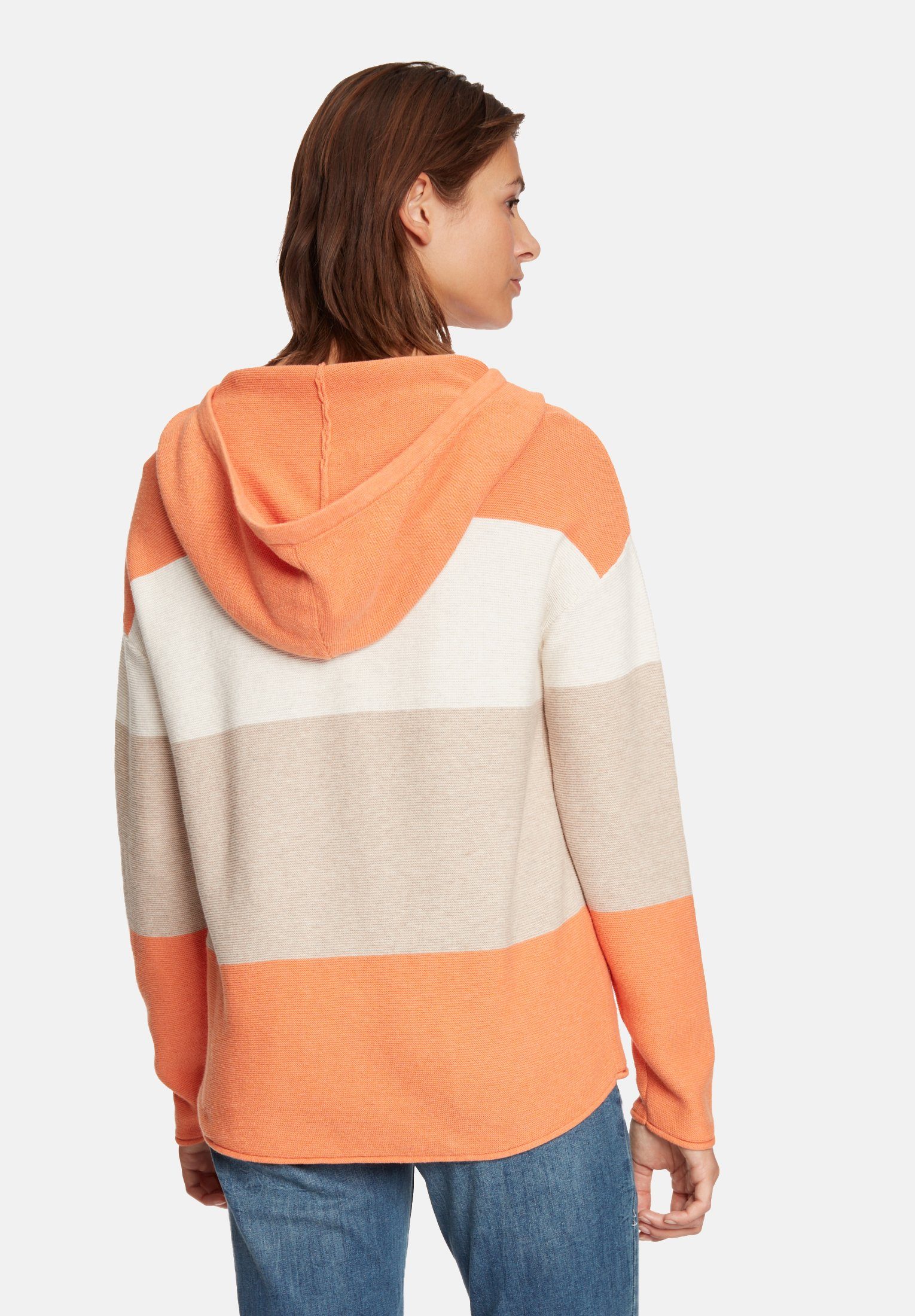 Betty&Co Color Blocking Kapuze Strickpullover mit