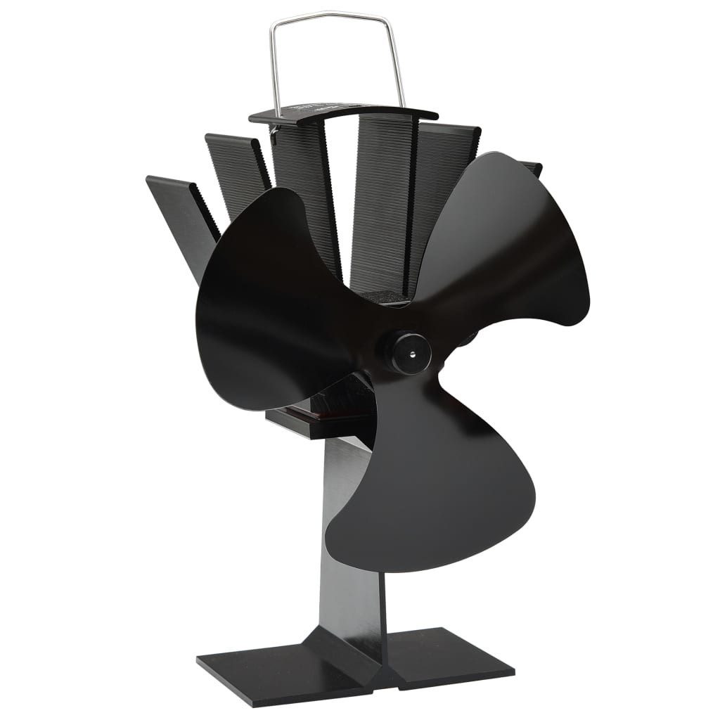 vidaXL Kaminventilator Ofenventilator Wärmebetrieben 3 Blätter Schwarz