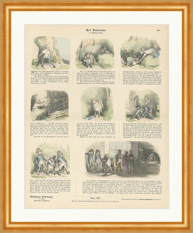 Kunstdruck Der Deserteur Wilhelm Busch Truppe Soldat Münchener Bilderbogen 537 Ge