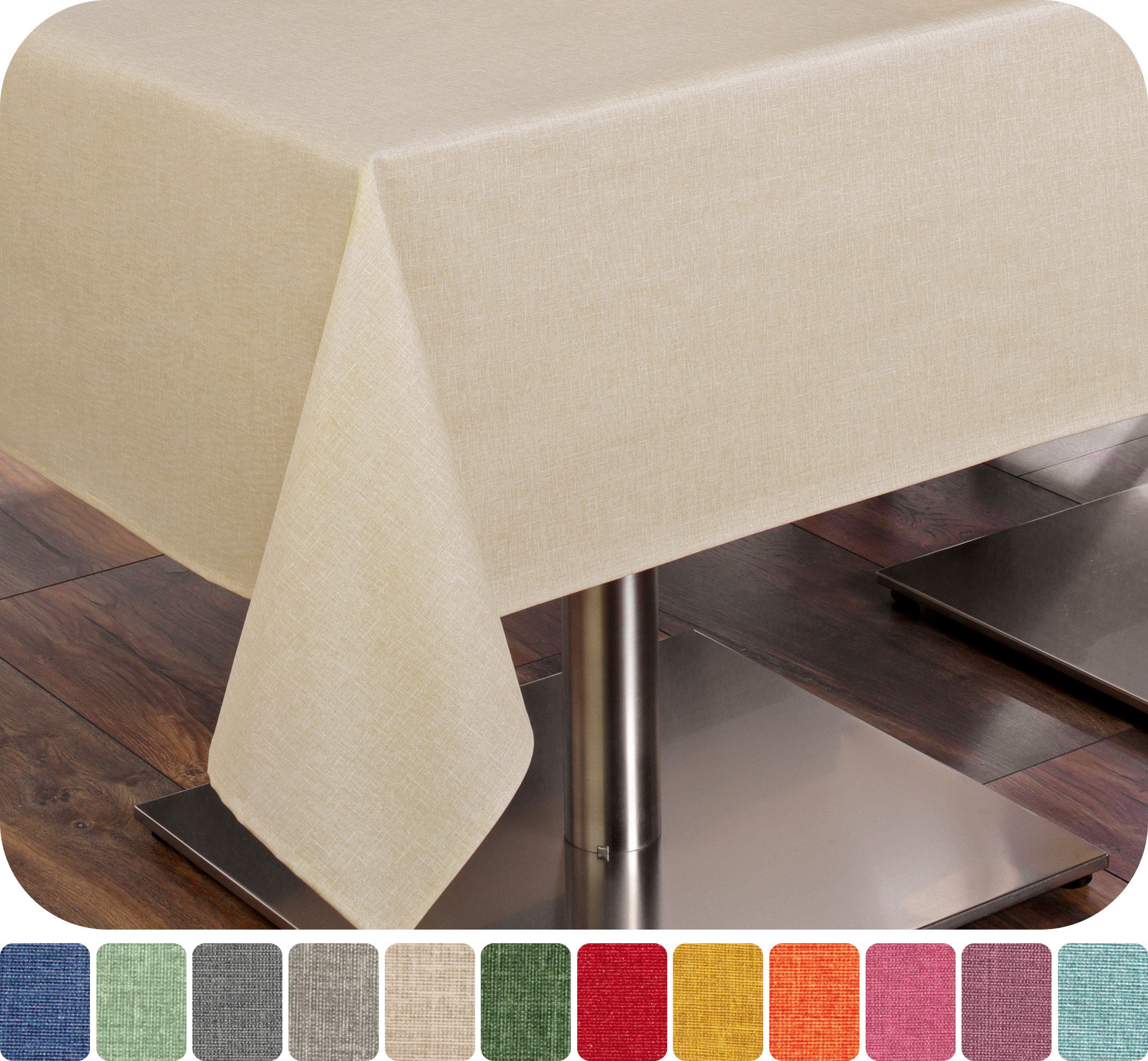 Beautex Tischdecke Leinenoptik wasserabweisend, fleckabweisend und pflegeleicht (1-tlg), Hochwertiger Saum, waschbar bis 40°C, 70% Baumwolle, 30% Polyester