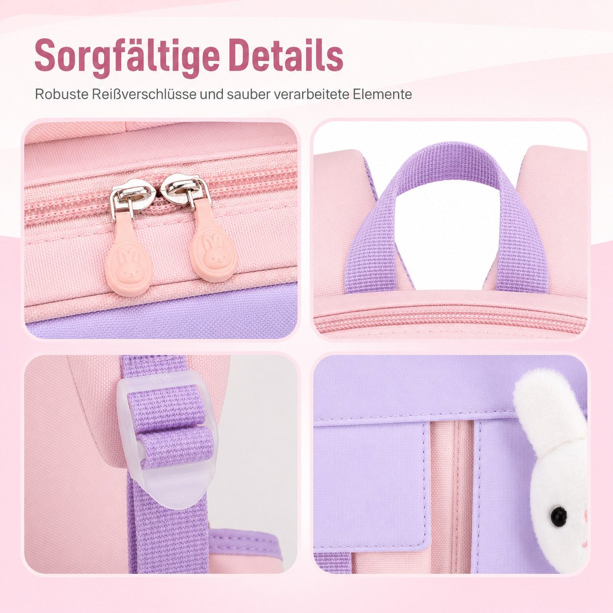 Toomoke Schulrucksack Mädchen Kinderrucksack mit 180° Frontöffnung (180° Frontöffnung, wasserabweisend, reflektierende Details, Brustgurt), 32 × 17 × 45 cm, für – Bild 2 von 5