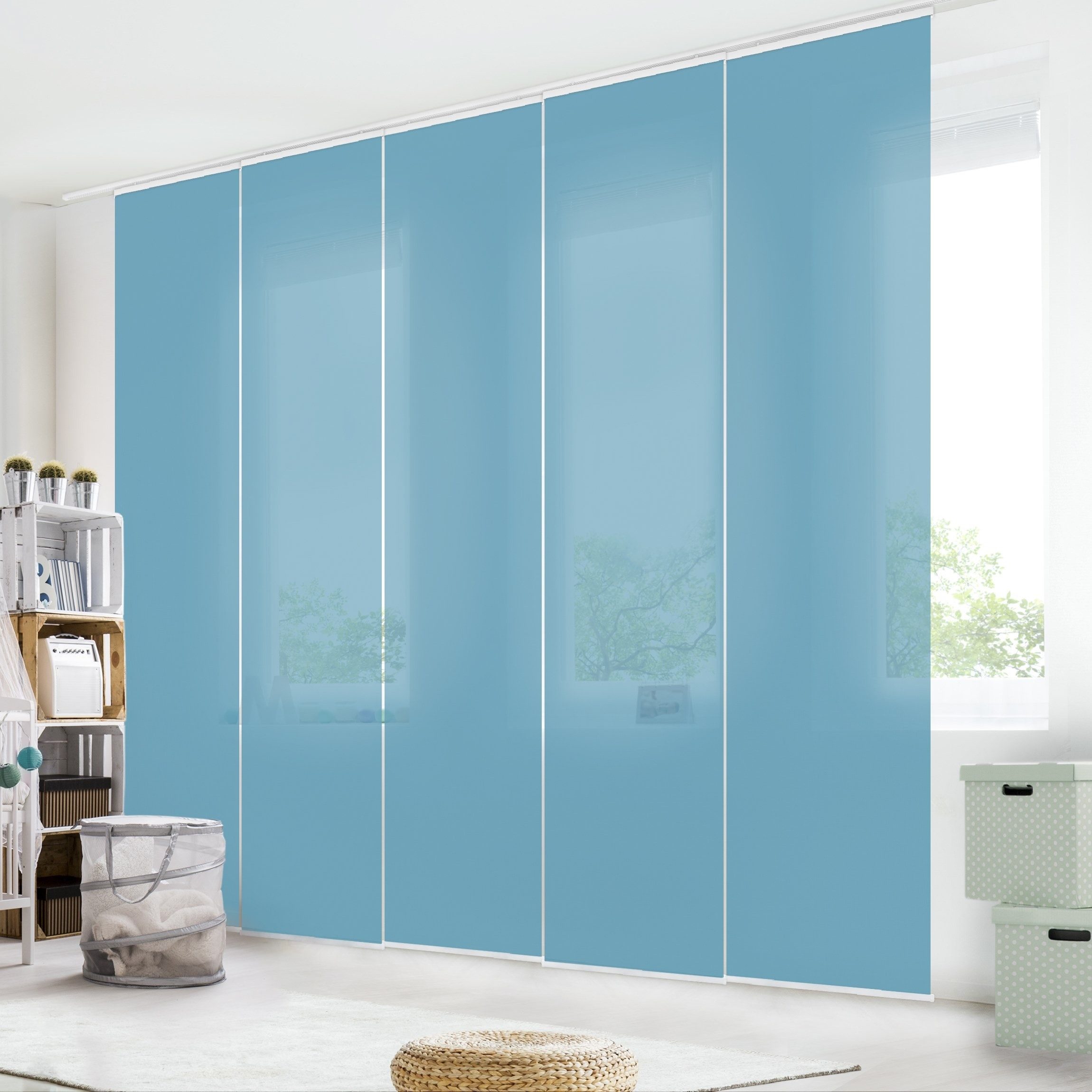 Bilderdepot24 Schiebegardine modern Flächenvorhang blickdicht Meerblau, günstig online kaufen