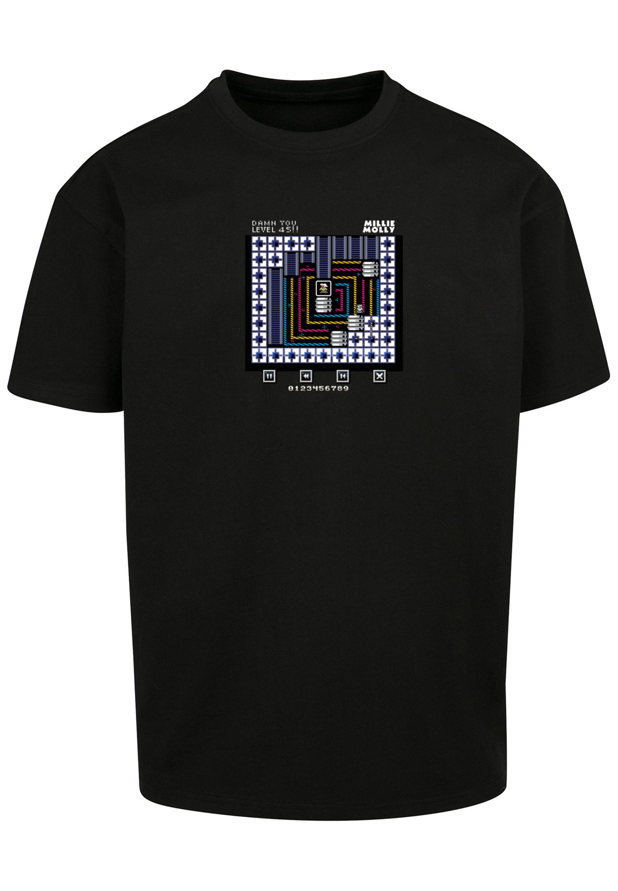 Retro 45 Millie Gaming F4NT4STIC T-Shirt C64 Level Print schwarz Mollie SEVENSQUARED