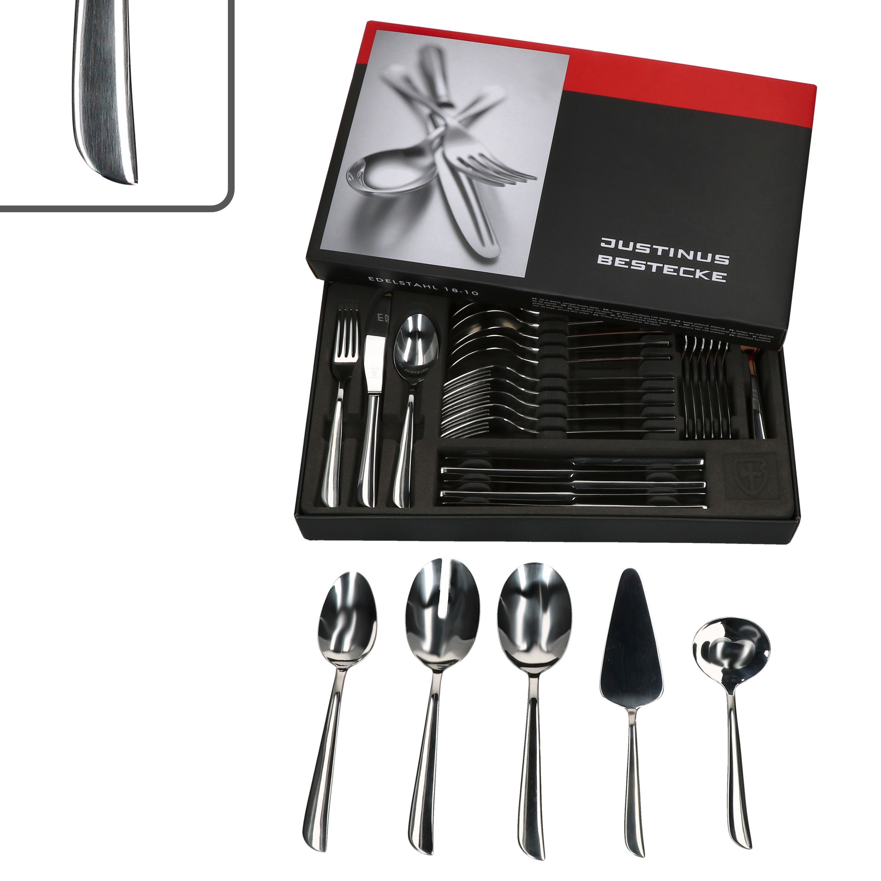 Justinus Besteck-Set 35tlg Twist Komplett-Besteck-Set inkl Anlegeteile 6 Personen, Edelstahl