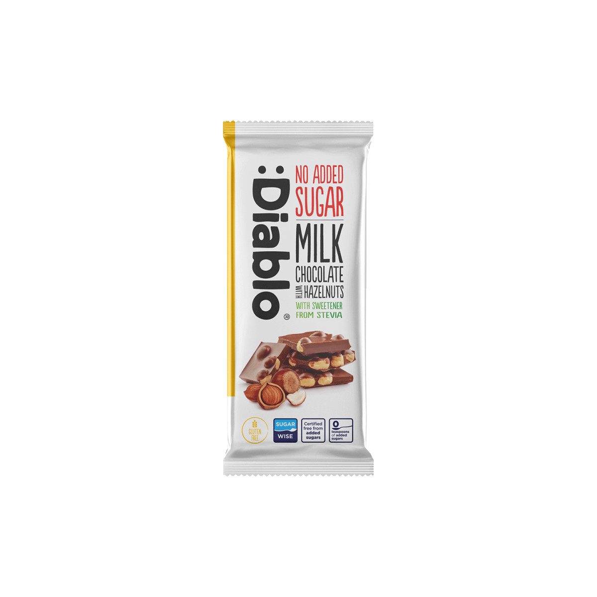 Diablo Schokolade Milchschokolade mit Haselnüssen Diablo (ohne Zuckerzusatz, mit Stevia)