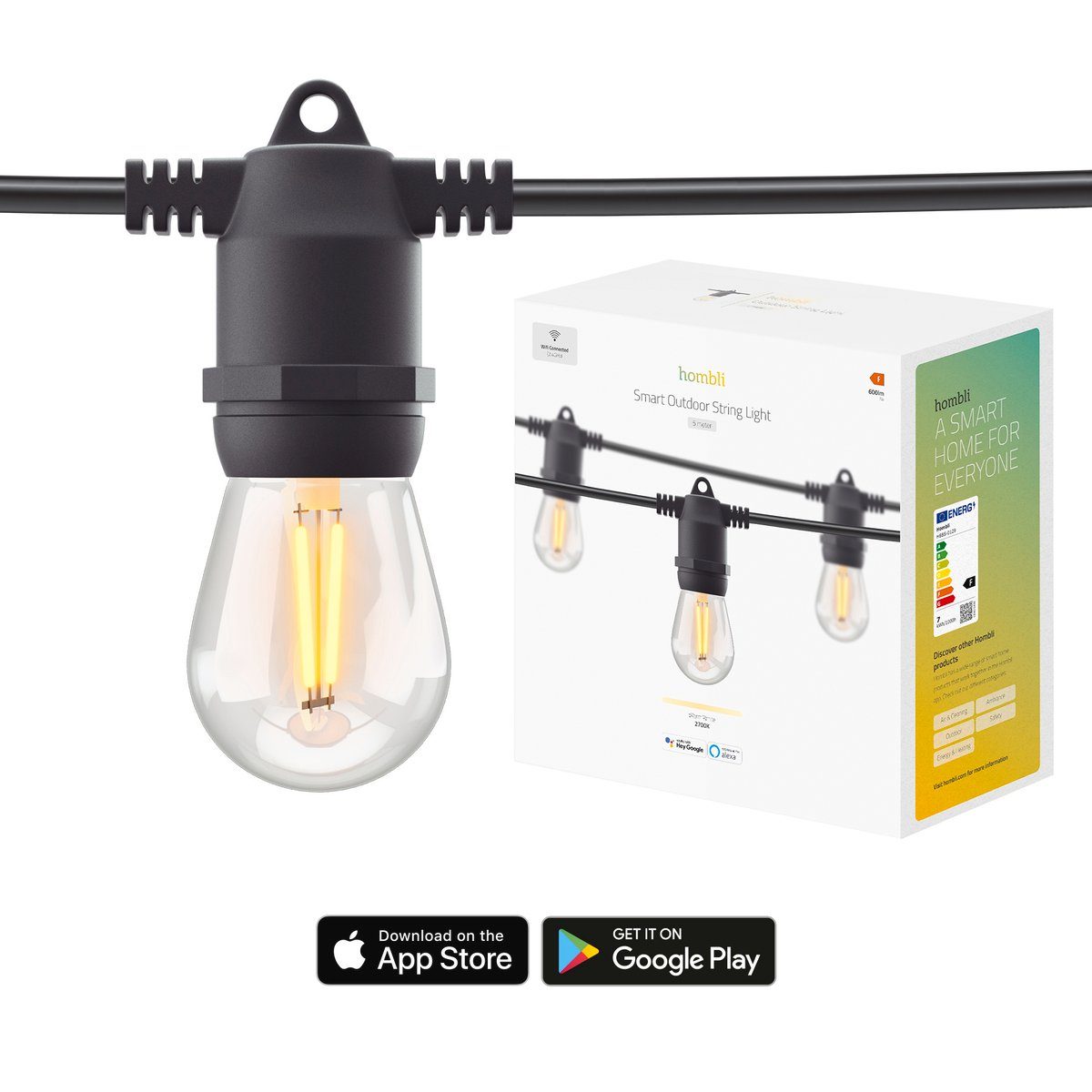 Hombli LED-Lichterkette smarte outdoor Lichterkette