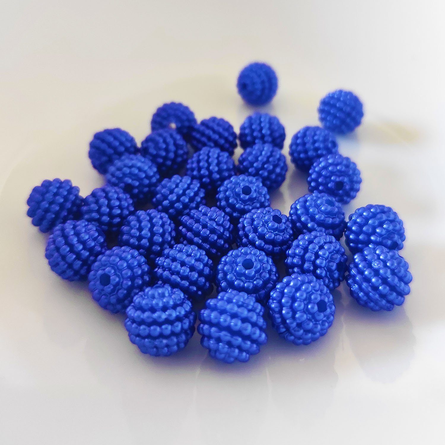 Kopper-24 Bastelperlen Bubble Perlen rund aus Acryl, 10 mm, 30 Stück, Blau