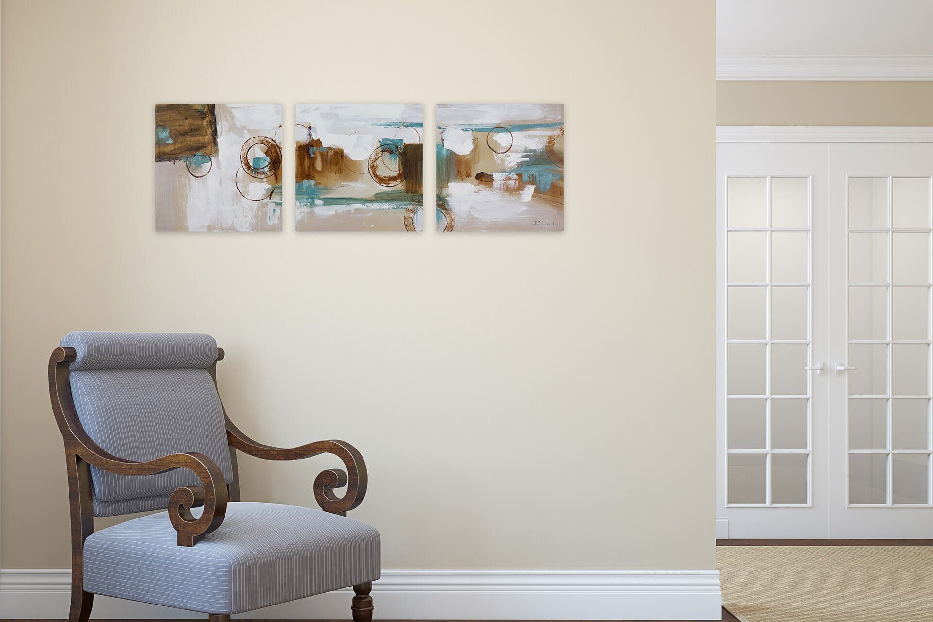 Leinwandbild Wandbild Rätselhafte cm, HANDGEMALT Wohnzimmer 100% 120x40 Aussicht Gemälde KUNSTLOFT