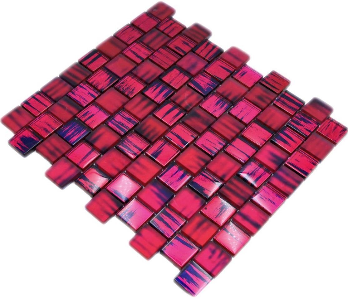10 glänzend / Mosaikfliesen Matten Mosaikfliesen pink Crystal Mosani Glasmosaik