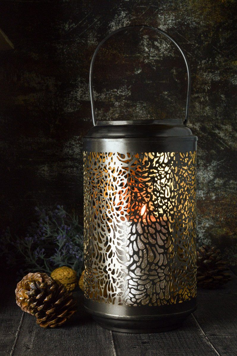 Kerzenhalter aus 37x15cm Laterne Windlicht Sendez Gartenlaterne Handgefertigt Metall Laterne Sendez