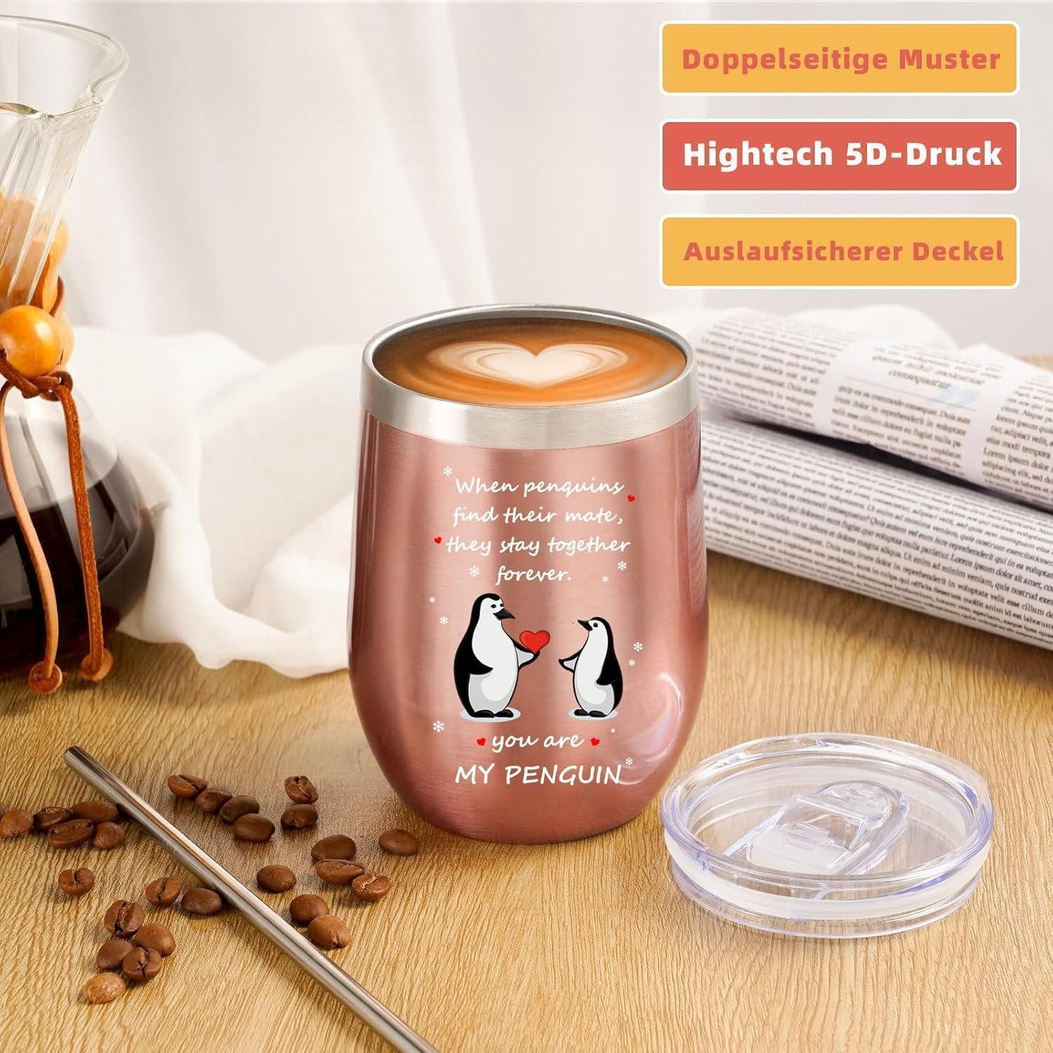 Thermobecher In Pinguin-Design – 280 Ml, Aus Edelstahl, Hält Getränke 8 Stunden Warm/kalt