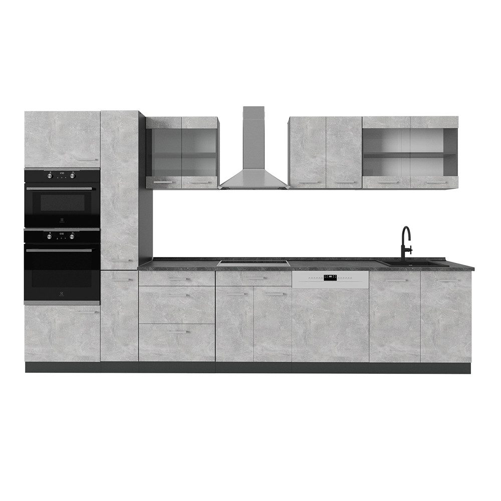 Vicco Küchenzeile R-Line, Beton/Anthrazit, 350 cm, günstig online kaufen