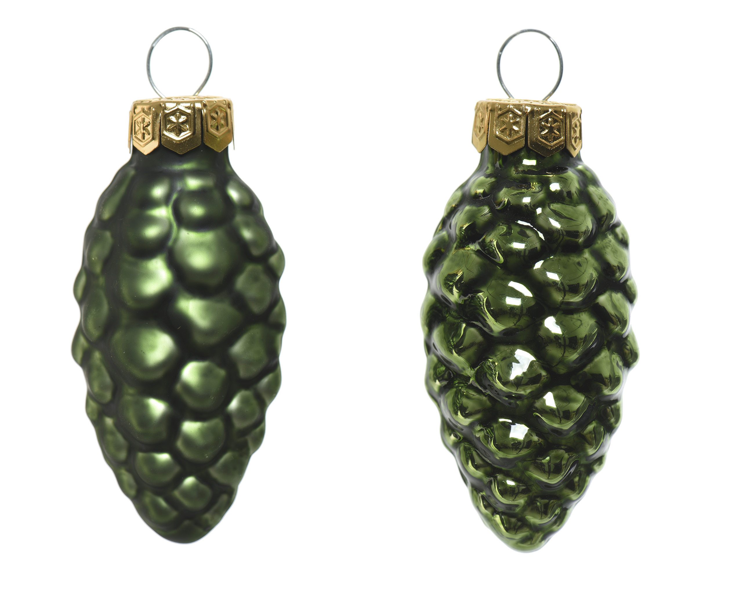 Kaemingk Christbaumschmuck, Christbaumschmuck Zapfen 6cm Glas 12 Stück - Piniengrün