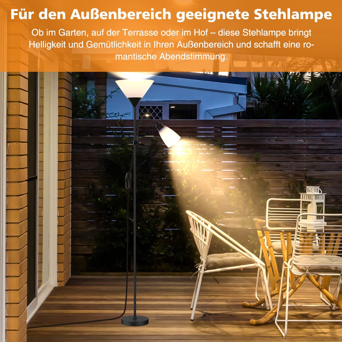 Simloveve Stehlampe mit 2 LED Glühbirne, abnehmbare Glühbirne, 3000K Farbtemperaturen, Stehleuchte für Büro Schlafzimmer