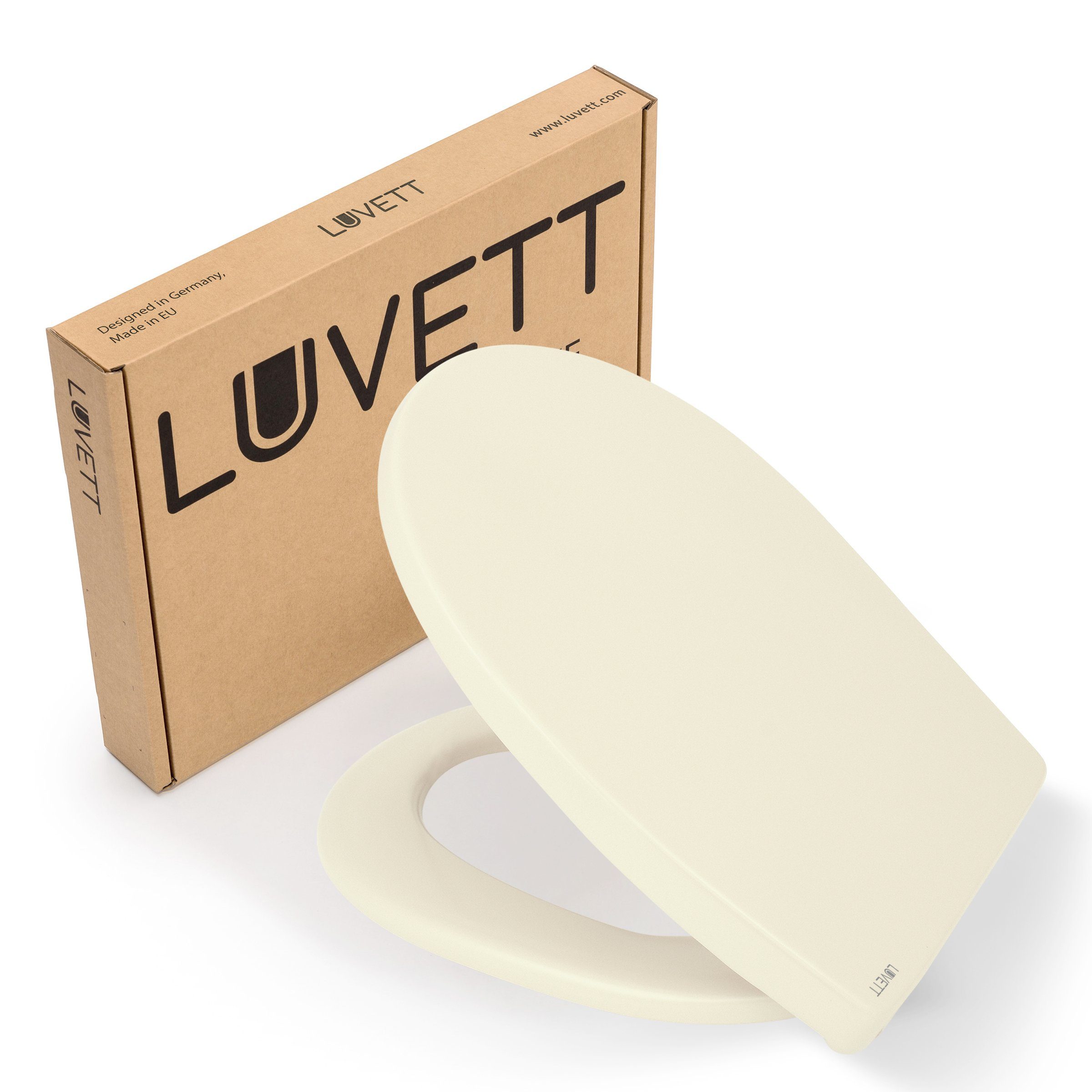 LUVETT WC-Sitz Farben C100 (Komplett-Set, Inklusive 3 Befestigungsarten), mit Original SoftClose® Absenkautomatik, Duroplast