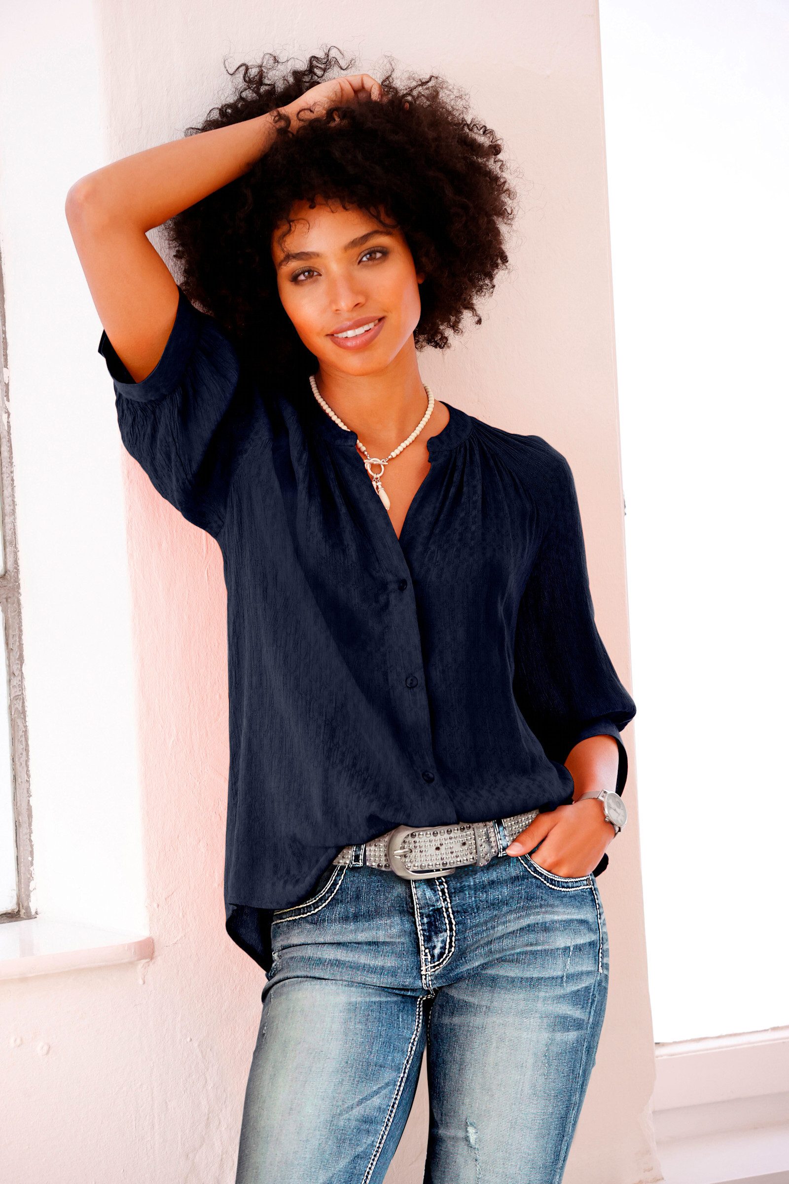 heine Klassische Bluse Kurzarmbluse .