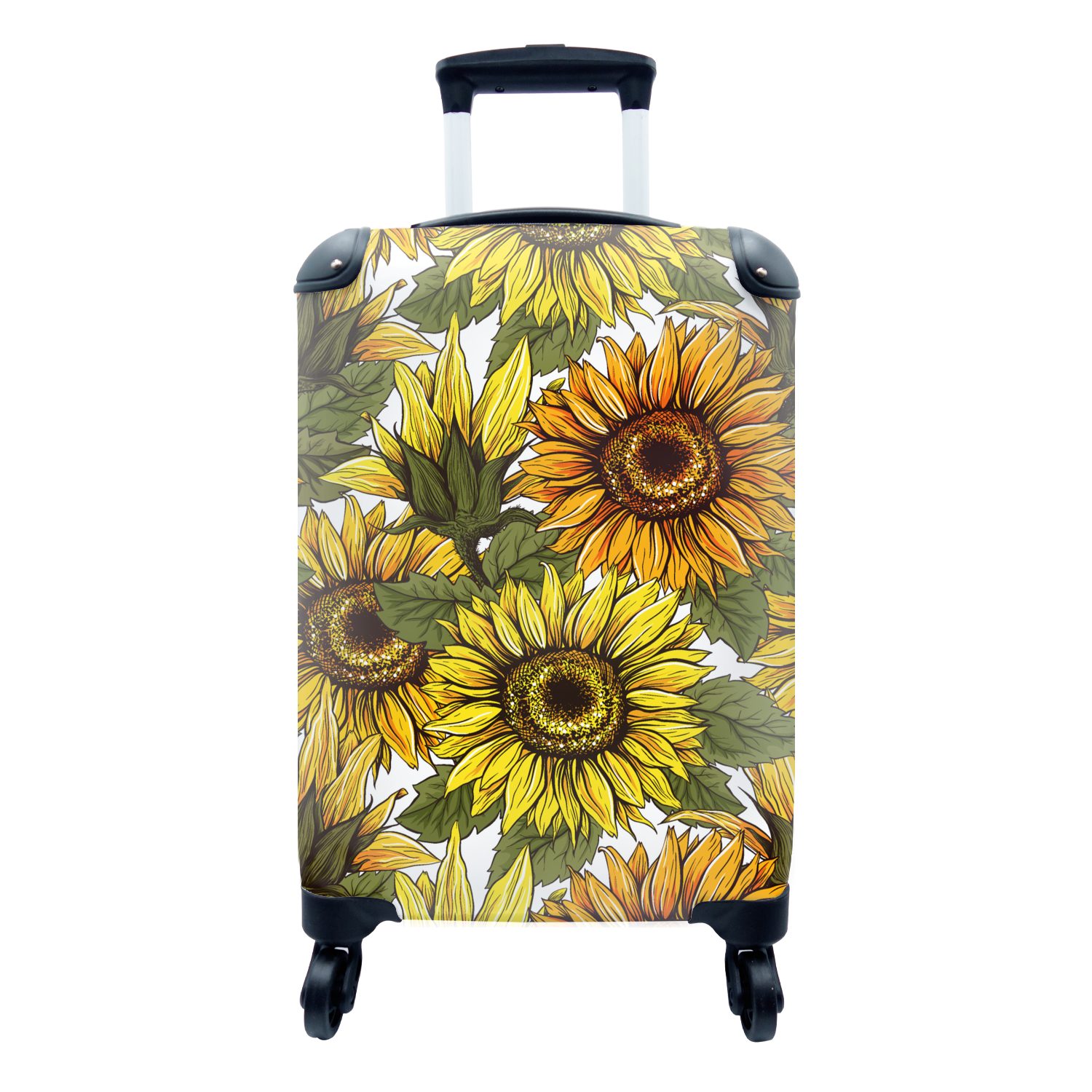MuchoWow Handgepäckkoffer Sonnenblume - rollen, Design, Reisekoffer Trolley, - Rollen, mit 4 für Reisetasche Handgepäck Vintage Ferien