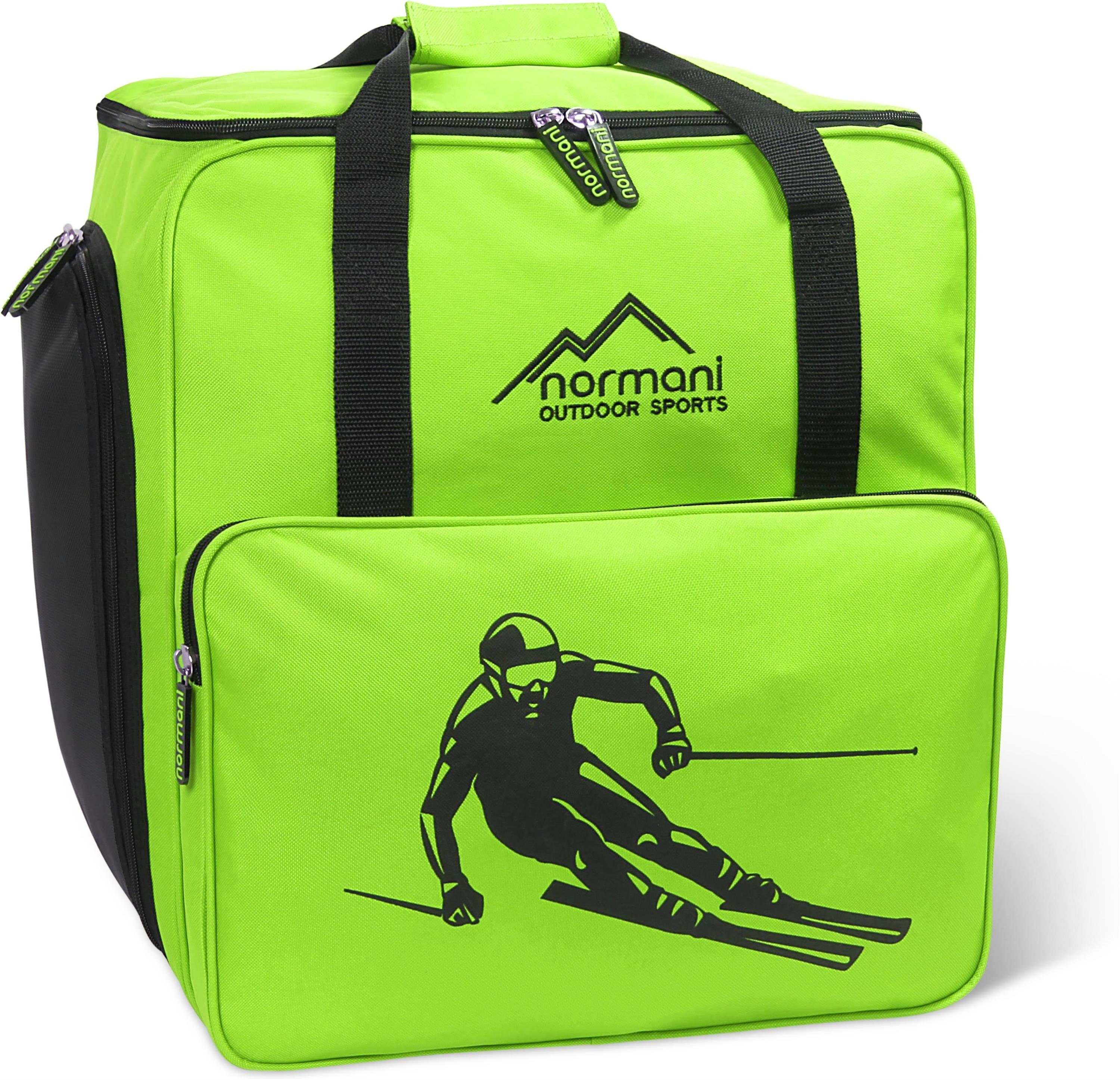 normani Sporttasche Skitasche 53 l Alpine Depo, Skischuhtasche mit separatem Helmfach und Rucksackfunktion - Rollschuhtasche oder Snowboardschuhtasche Limette