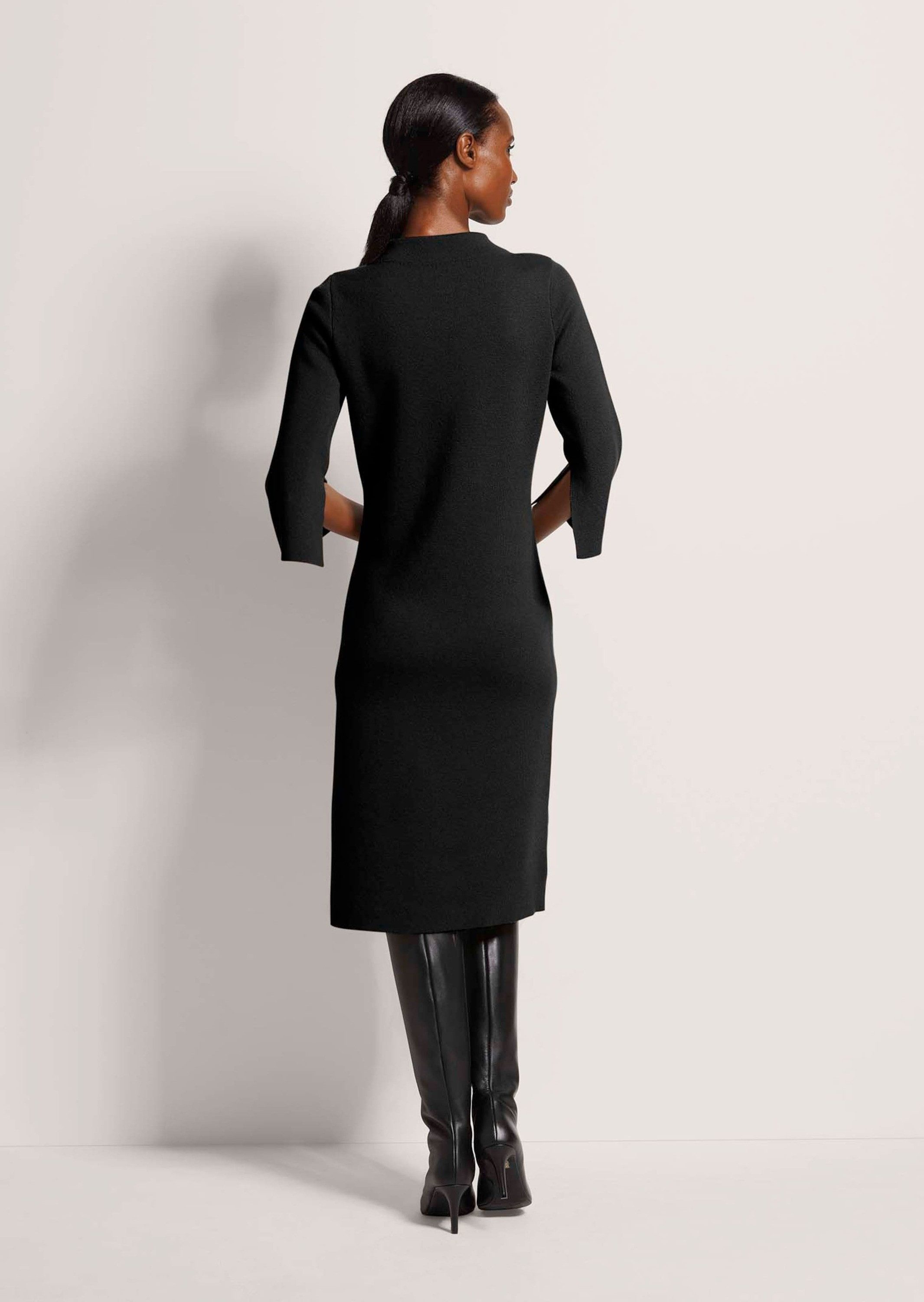 MADELEINE Strickkleid Halbarm Kaschmir-Strickkleid in Midilänge Feminines Design mit Stehkragen und Seitenschlitz, 3/4-Arm