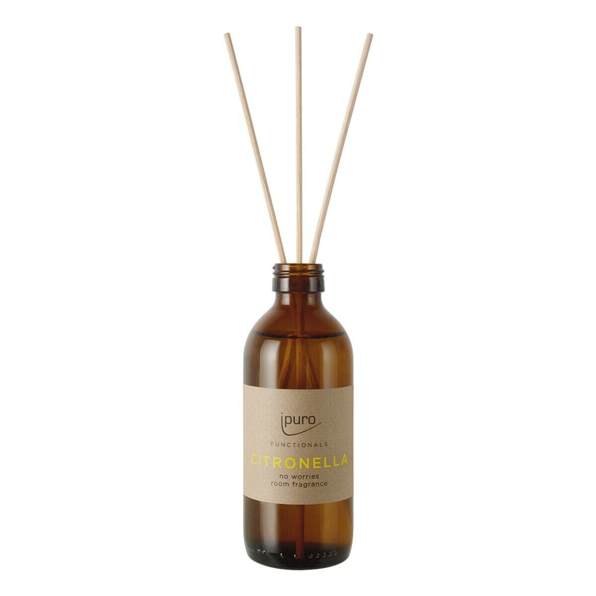 IPURO Raumduft citronella, 150 ml, Glasfläschen mit Rattan-Holzstäbchen