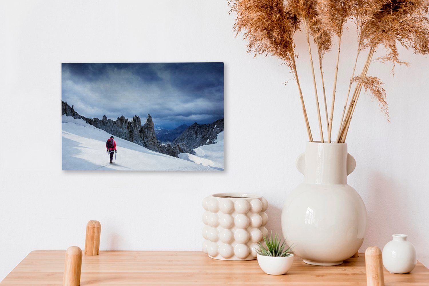 30x20 dem Wanddeko, Leinwandbilder, Mont cm Bergsteiger Blanc, Aufhängefertig, St), Wandbild (1 Leinwandbild OneMillionCanvasses® auf