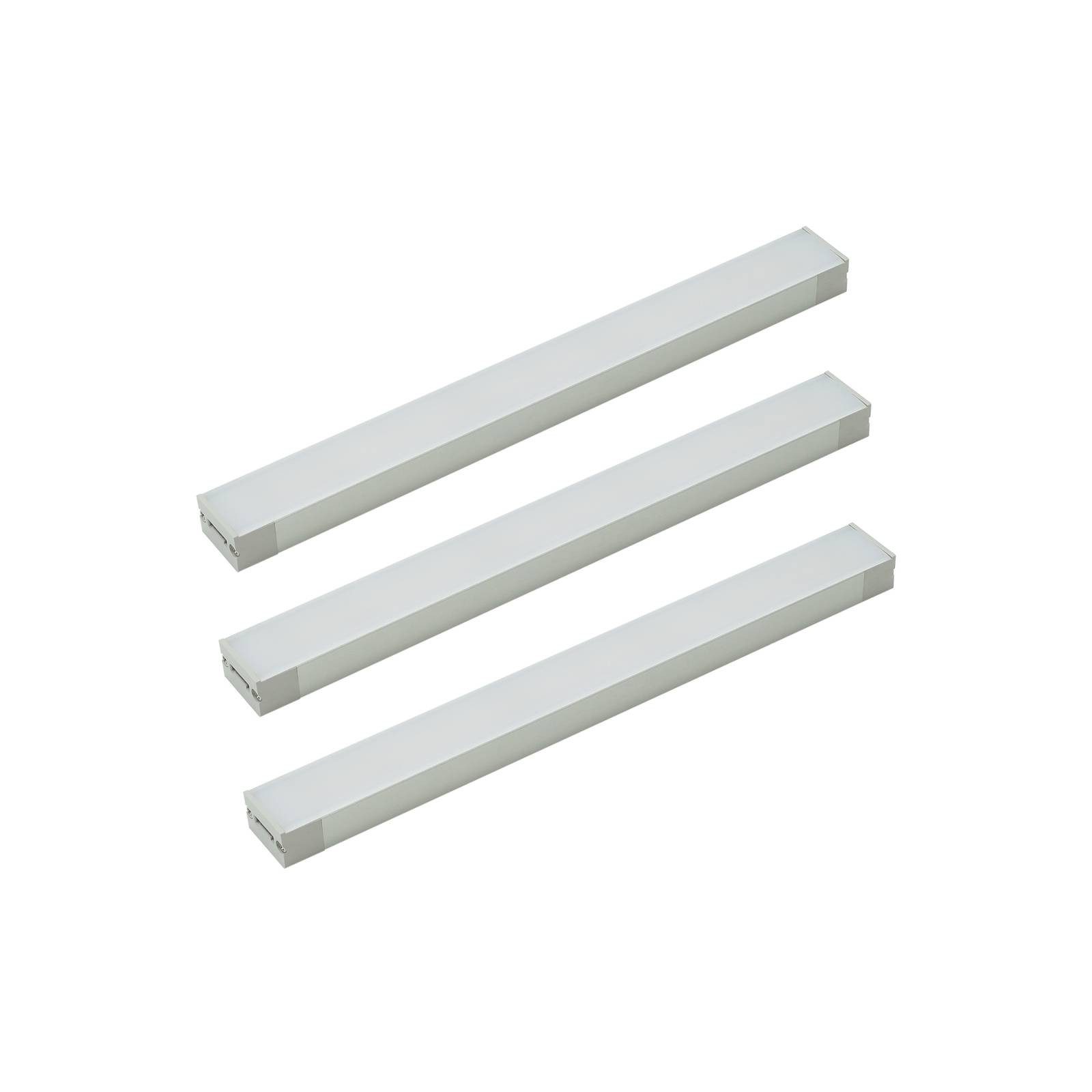 Prios Schrankleuchte Esbena, dimmbar, LED-Leuchtmittel fest verbaut, Farbwechsel warmweiß / tageslicht, Modern, Polycarbonat, Aluminium, silbergrau, 3 flammig, inkl.