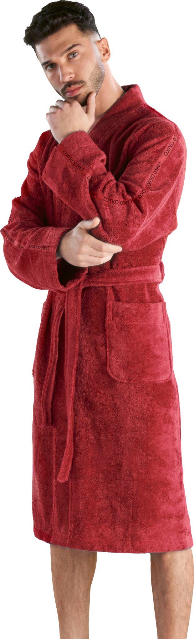 der und CARLO Carlo Vito, auf Baumwolle, auf Logo Kimono-Kragen, Colucci COLUCCI rot Kurzform, Ärmeln Logostickerei Gürtel, den Herrenbademantel Brust