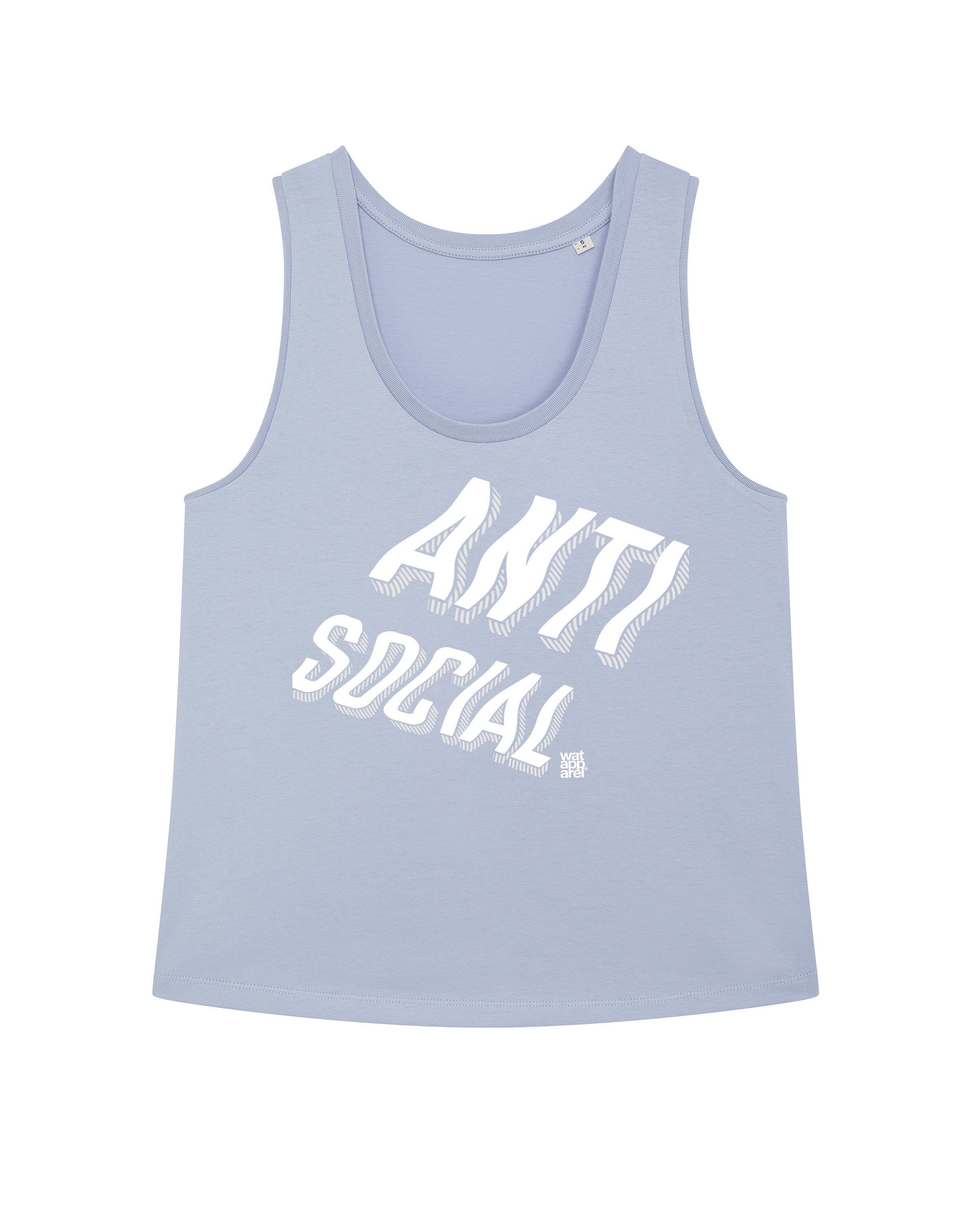 wat? Apparel Print-Shirt Anti social (1-tlg) Serene Blue