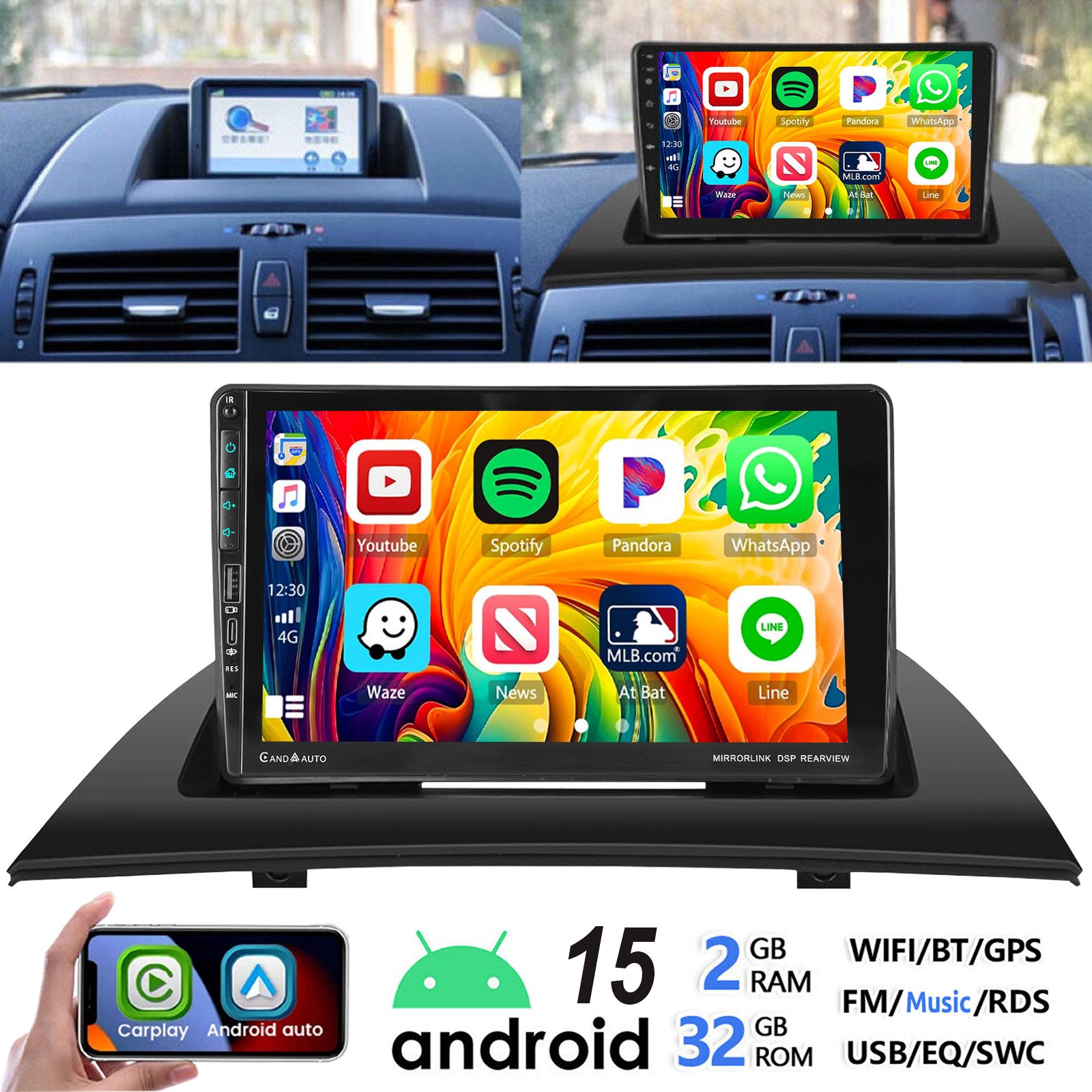 ESSGOO DAB+ 4+64G Android 15 Für BMW X3 E83 2004-2012 Carplay RDS USB Type-C Autoradio (RDS, DAB (optional), FM, AM, DAB+ (optional), Carplay Android Auto Bluetooth EQ USB GPS Navi WIFI Touchscreen)