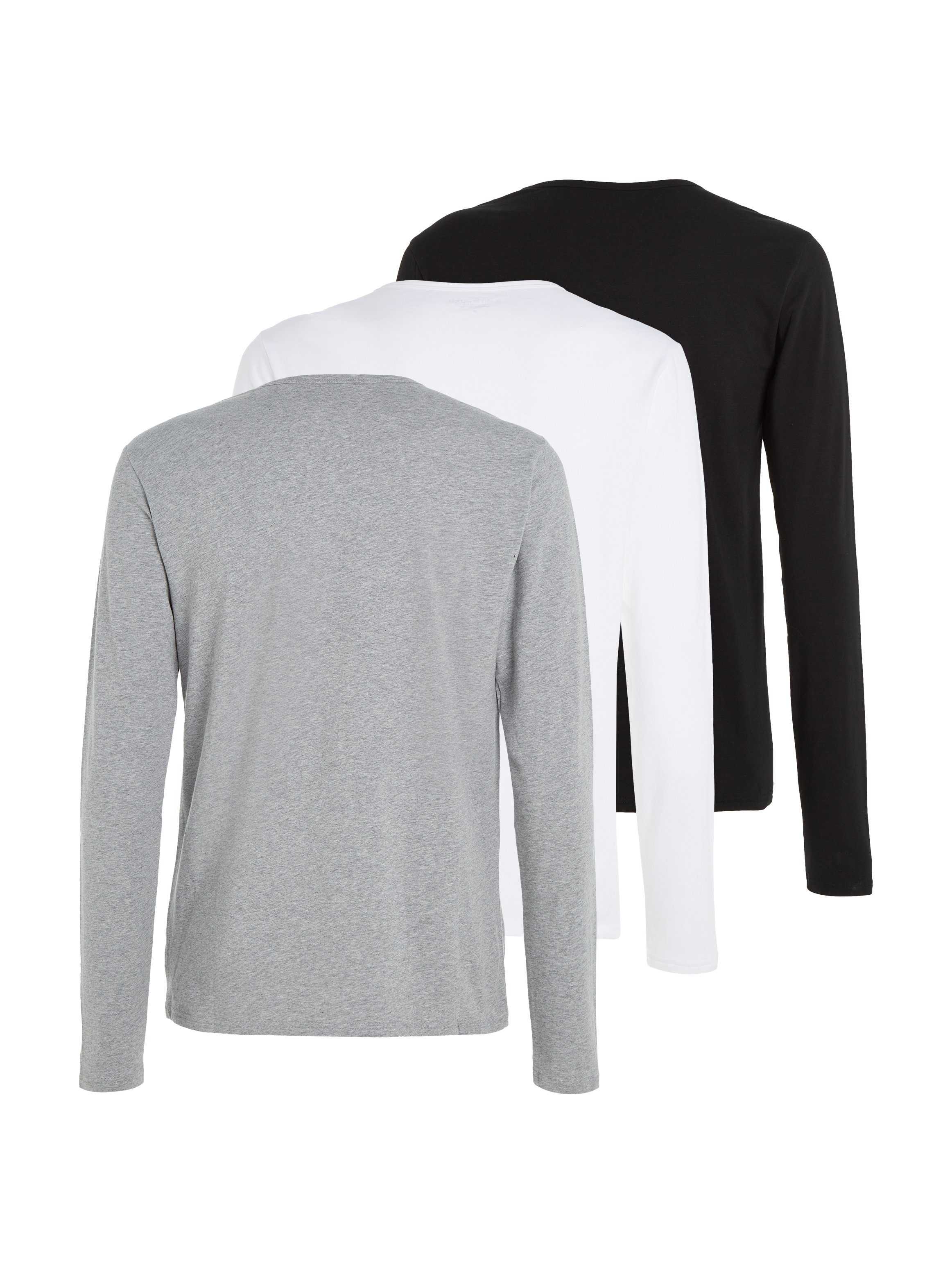LS Hilfiger mit Tommy T-Shirt Underwear 3P Black/White/Grey 3er-Pack) Tee (Packung, Markenlabel Heather