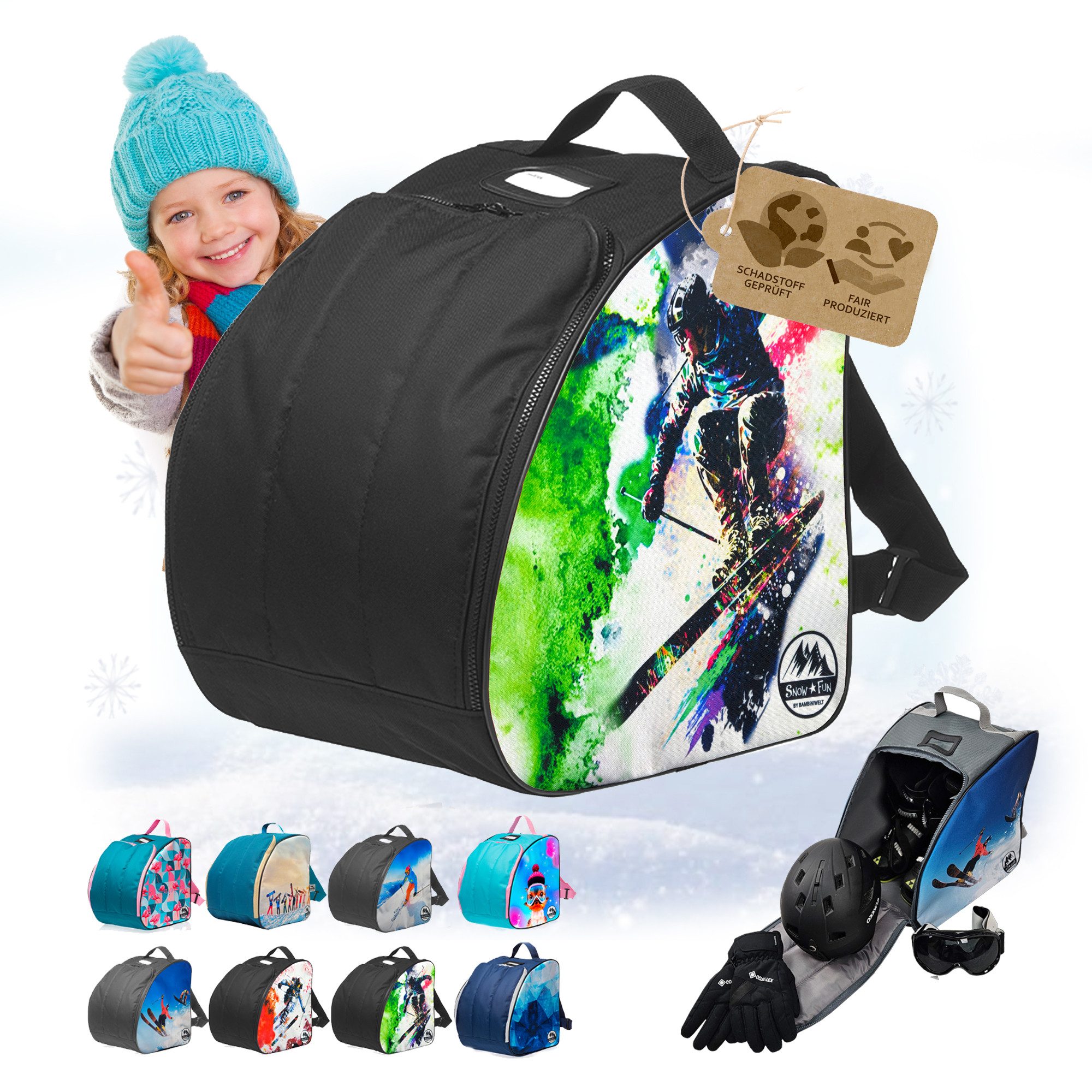 Skitasche Kinder Skischuhtasche Skistiefeltasche integrierte Standfläche