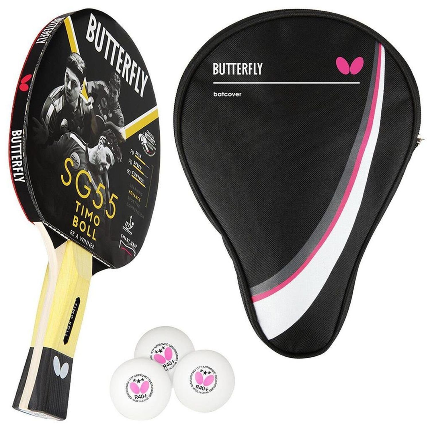 Tischtennisschläger 1x Timo Boll SG55 + Drive Case 1 + Bälle